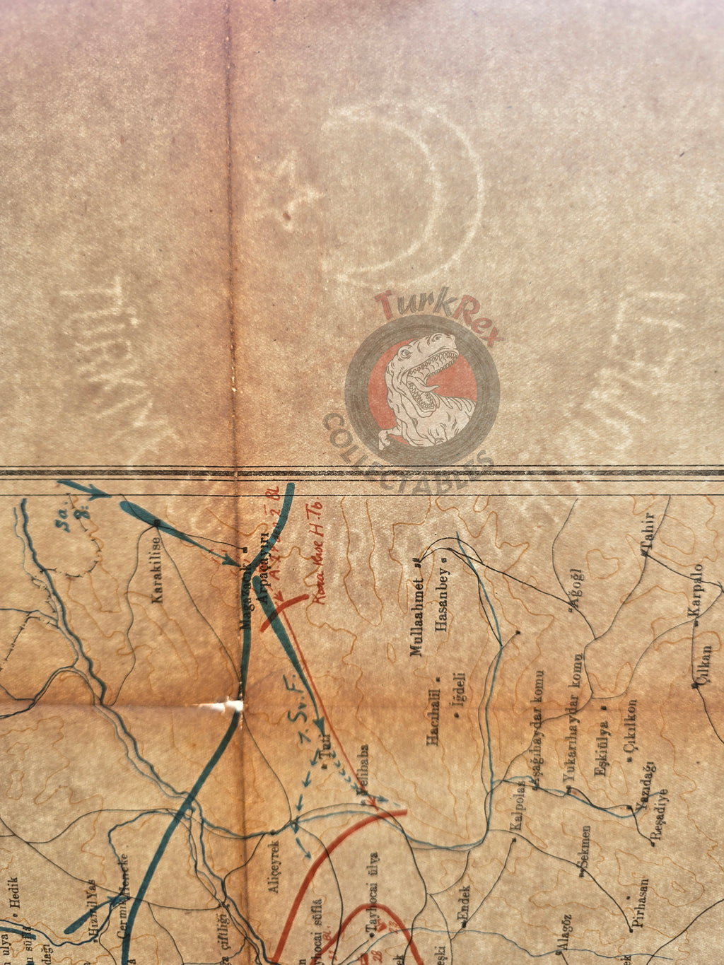 Caucasus Front in WWI November 1914 Ottoman Empire Military Map Russia Turkish 1932 Watermark