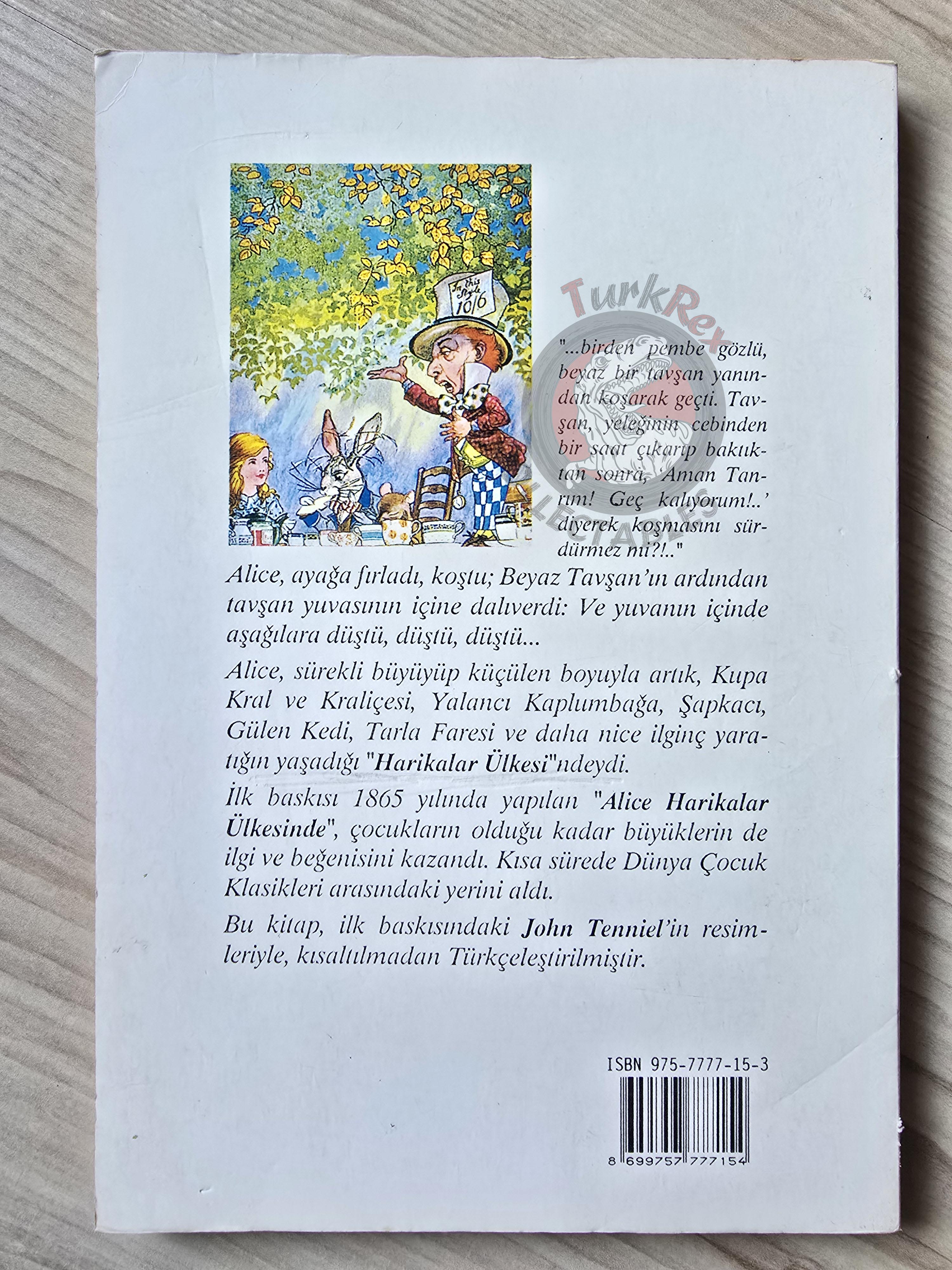 Lewis Carroll – Alice in Wonderland 1992 Turkish Book Turkey Illustrated John Tenniel