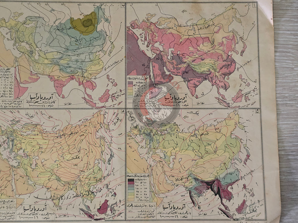 Asia Political & Europe Thematic Map 1928 Ottoman Atlas Faik Sabri Saudi Arabia Middle East Palestine
