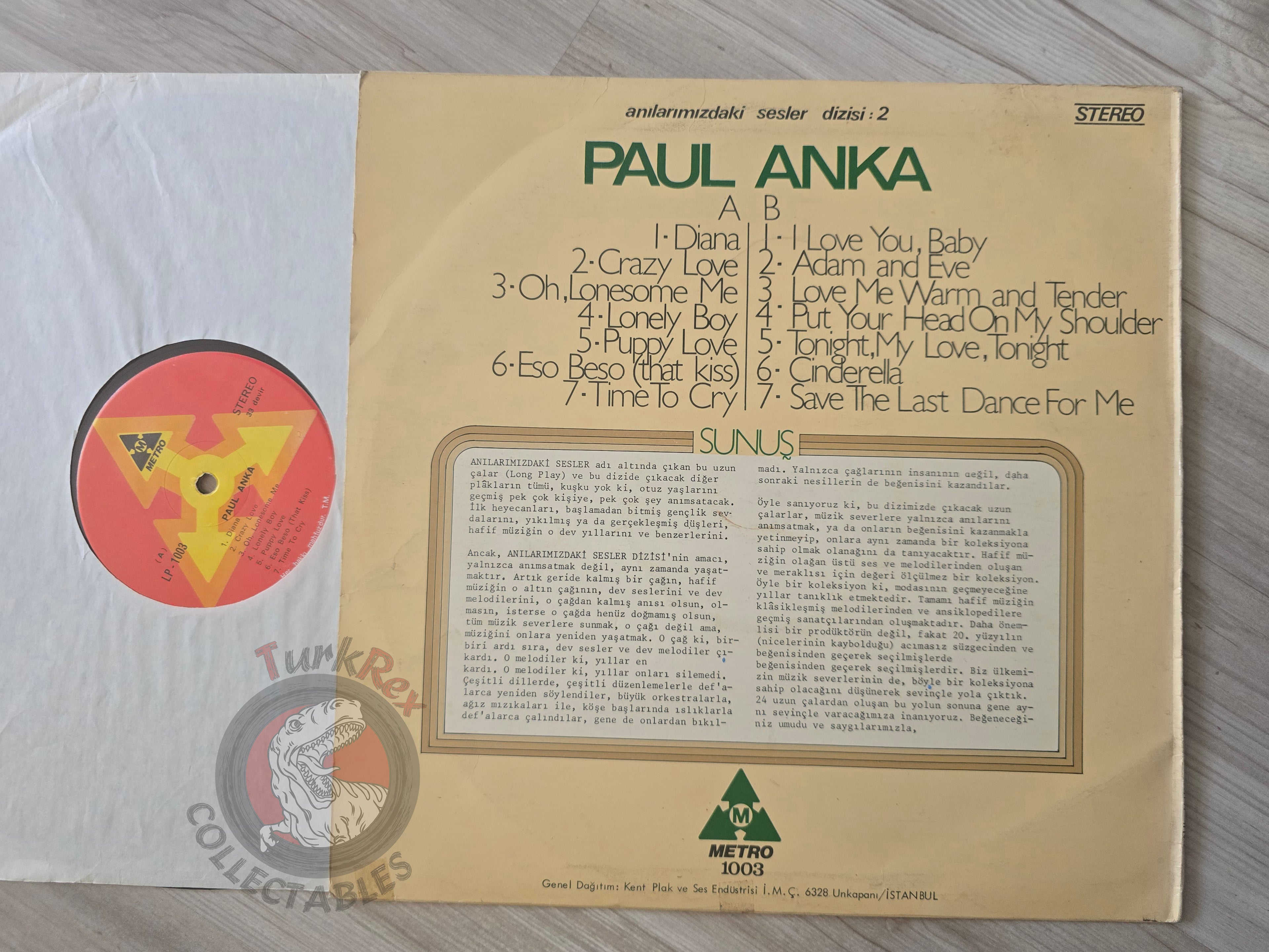 Paul Anka – Anılarımızdaki Sesler Dizisi 2 Turkish Pressing Vinyl Turkey Edition