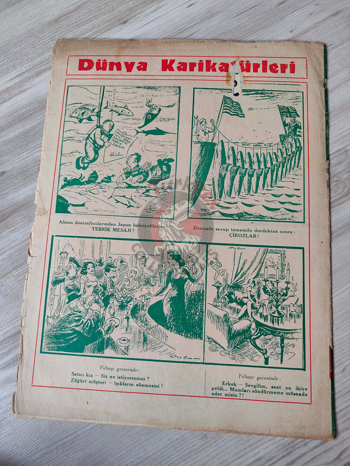 Akbaba 1945 Humor Magazine Turkish Turkey Germany My Struggle WW2 era Britain Soviet Russia