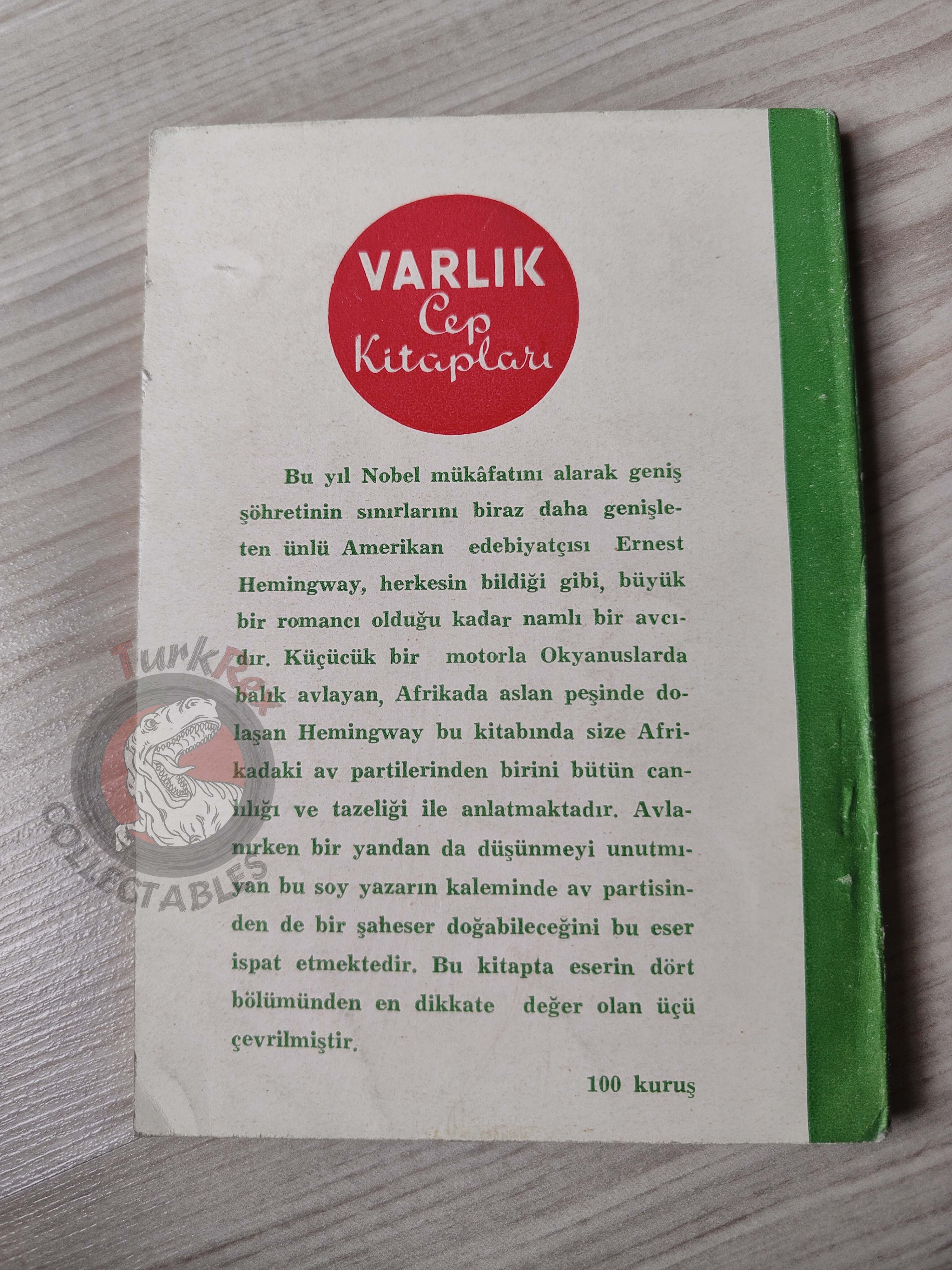 Ernest Hemingway – Green Hills of Africa 1955 1st Turkish Book Turkey