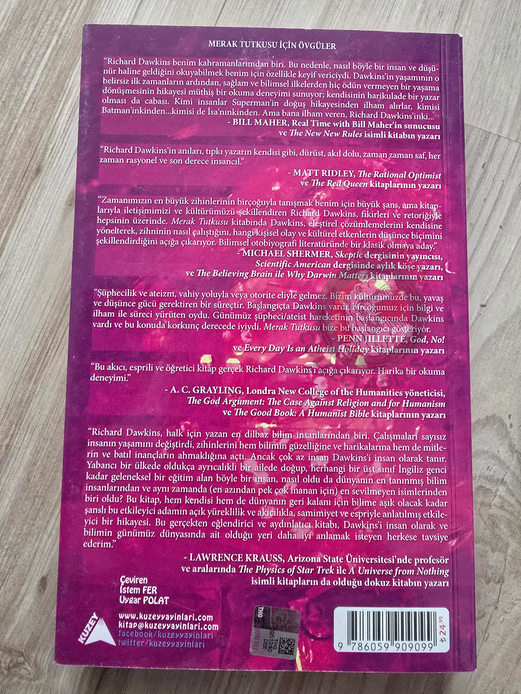 Richard Dawkins –  An Appetite For Wonder 2015 1st Turkish Book Turkey