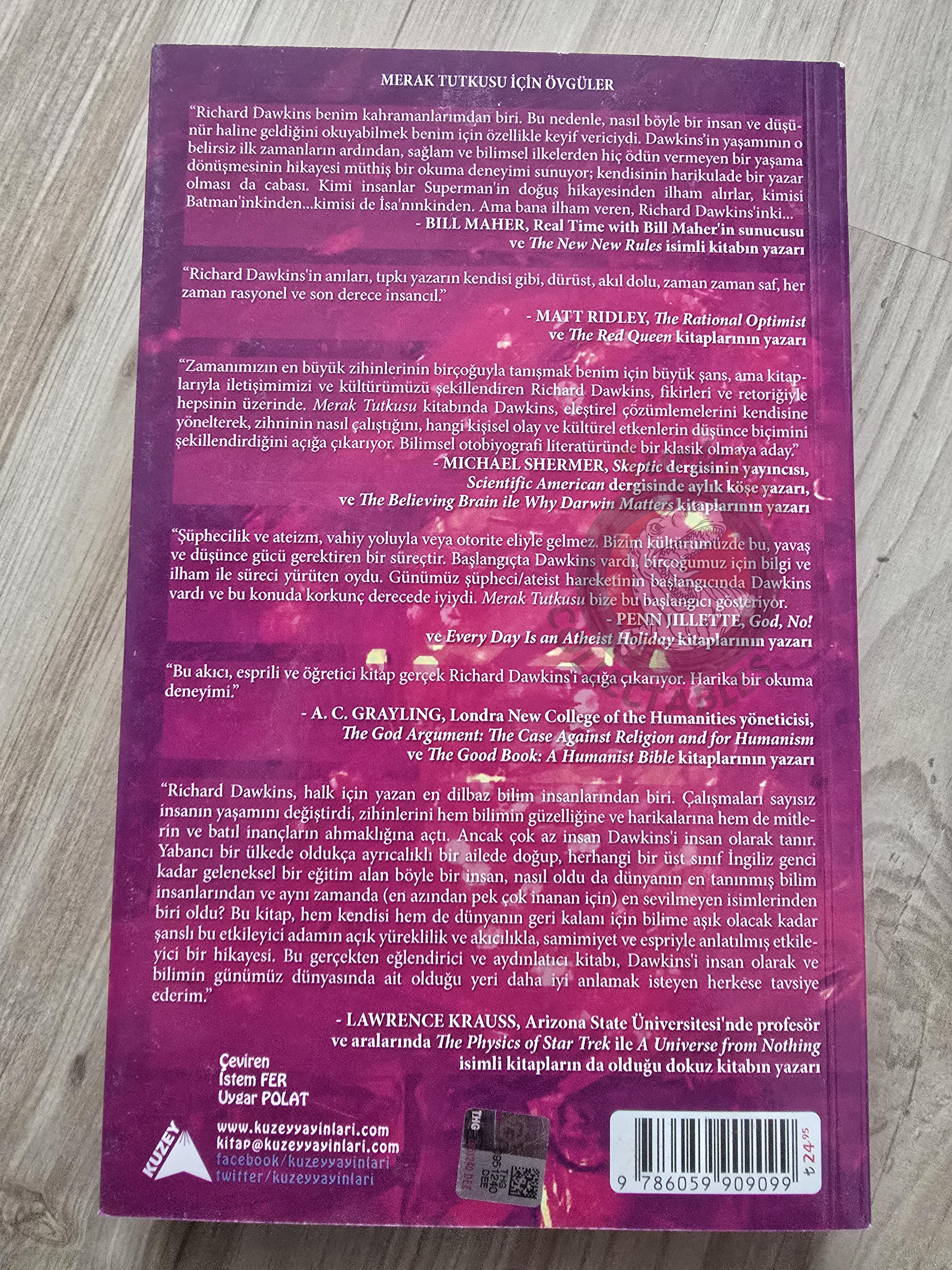 Richard Dawkins –  An Appetite For Wonder 2015 1st Turkish Book Turkey