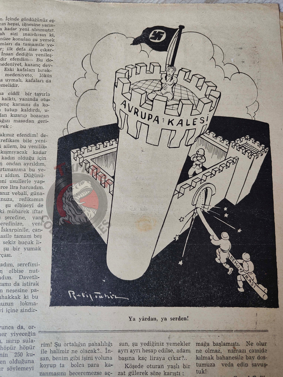 Akbaba 1943 Humor Magazine Turkish Turkey USA Uncle Sam WW2 era Germany Mussolini Goebbels