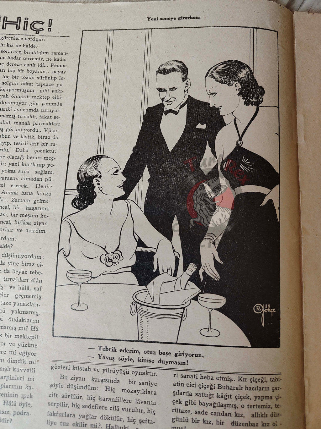 Akbaba 1934 Humor Magazine Turkish Turkey Santa Claus Brings New Year Gifts War WW2 era Hitler