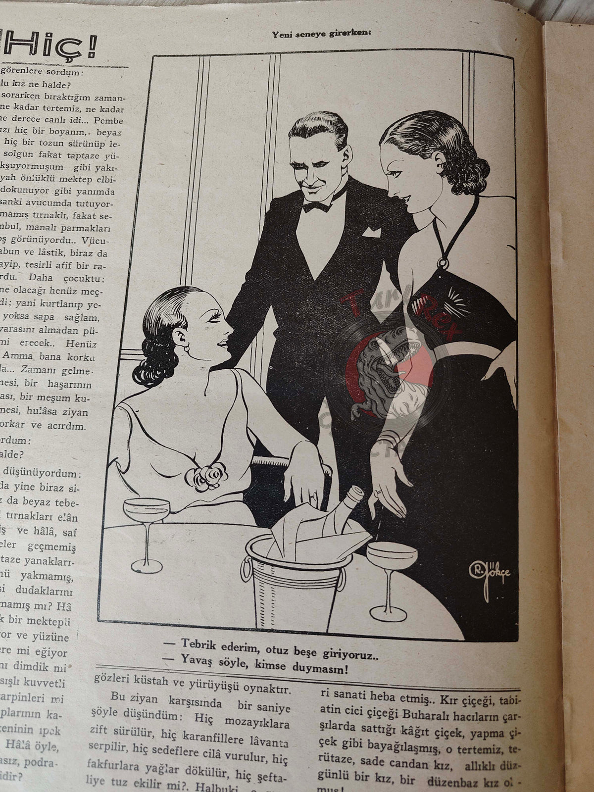 Akbaba 1934 Humor Magazine Turkish Turkey Santa Claus Brings New Year Gifts War WW2 era Hitler