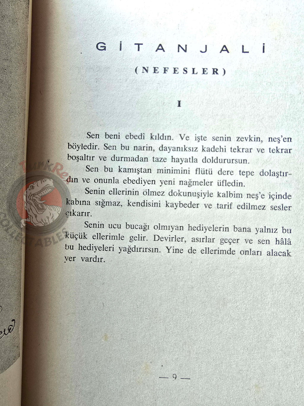 Rabindranath Tagore – Gitanjali: Song Offerings 1953 Turkish Book Turkey