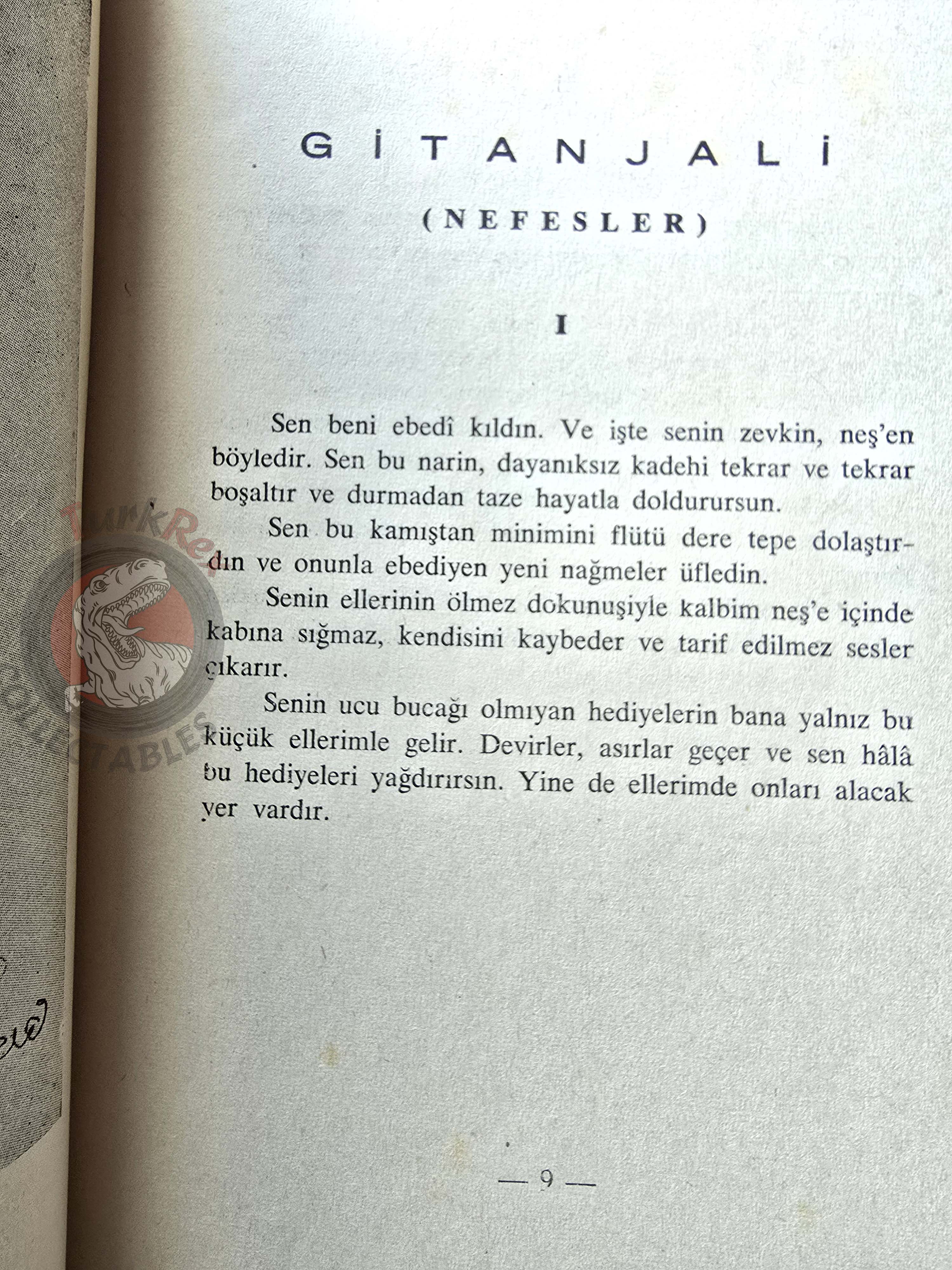Rabindranath Tagore – Gitanjali: Song Offerings 1953 Turkish Book Turkey