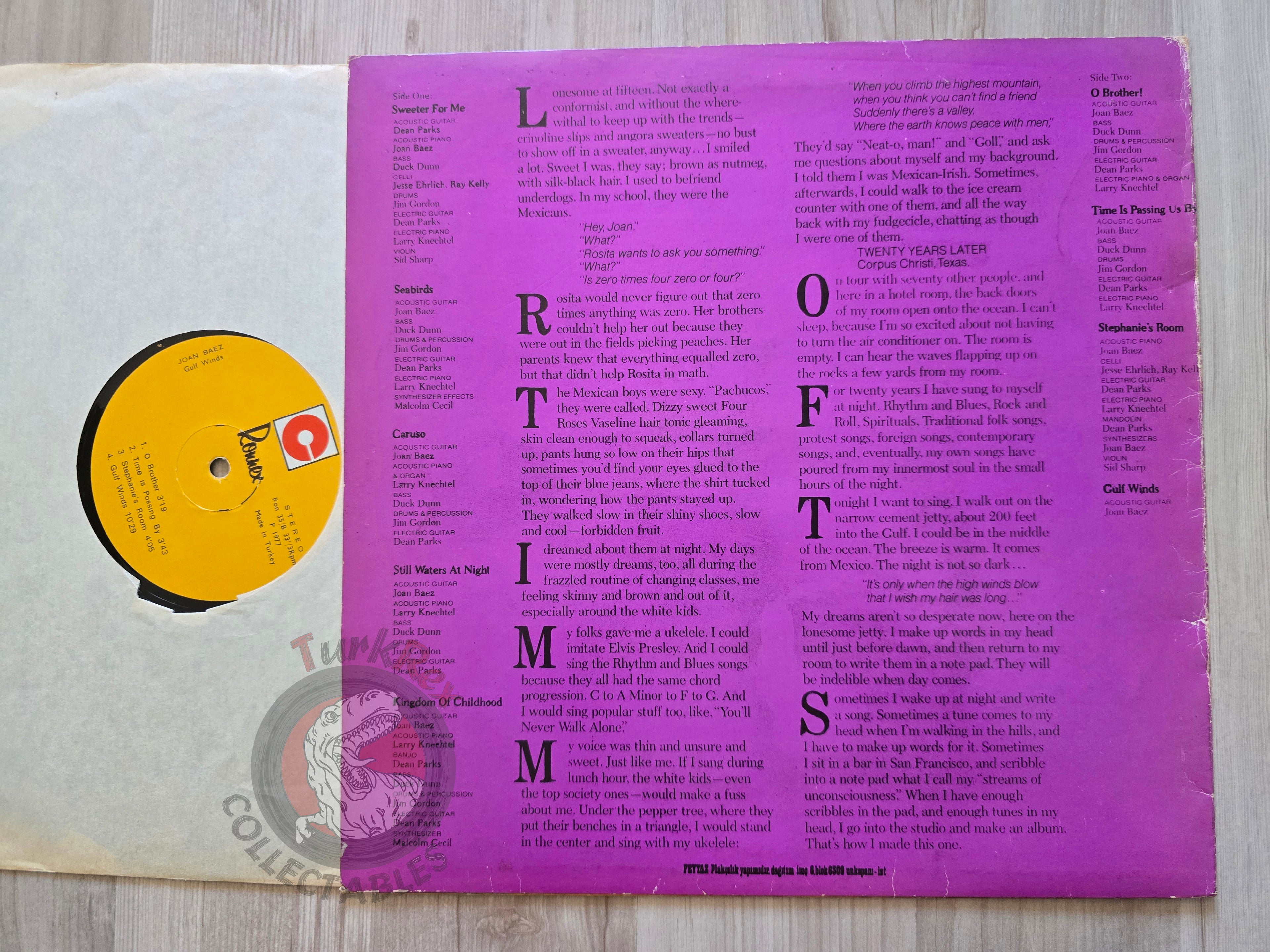 Joan Baez – Gulf Winds Turkish Pressing Vinyl Turkey Edition