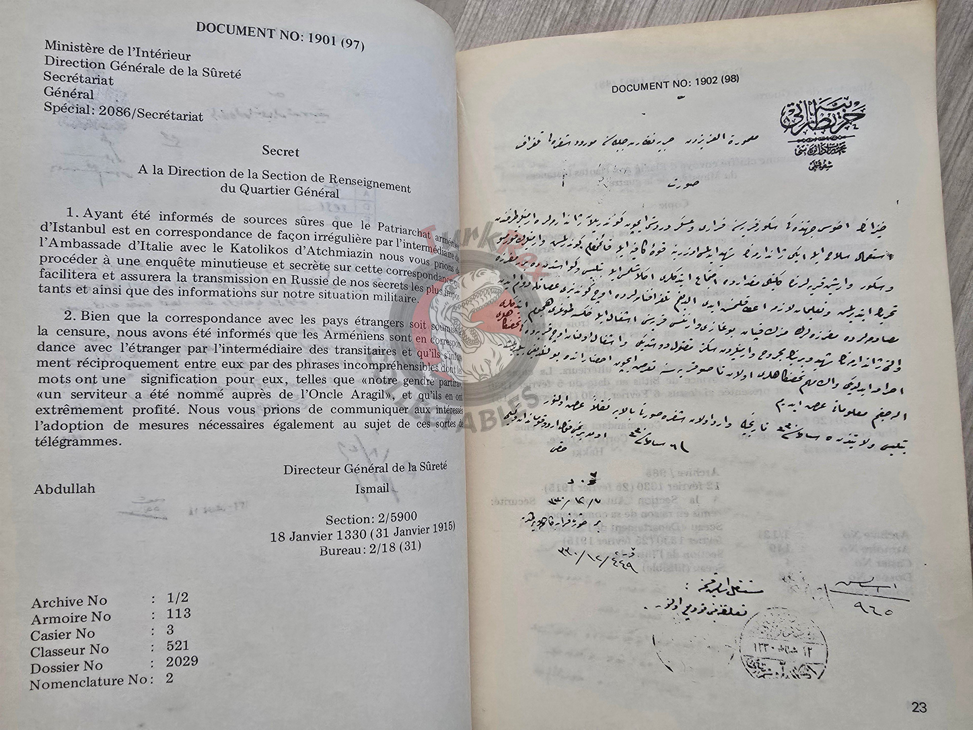 Documents on the Ottoman Armenians 1983 French Book Turkey Armenia Armenian