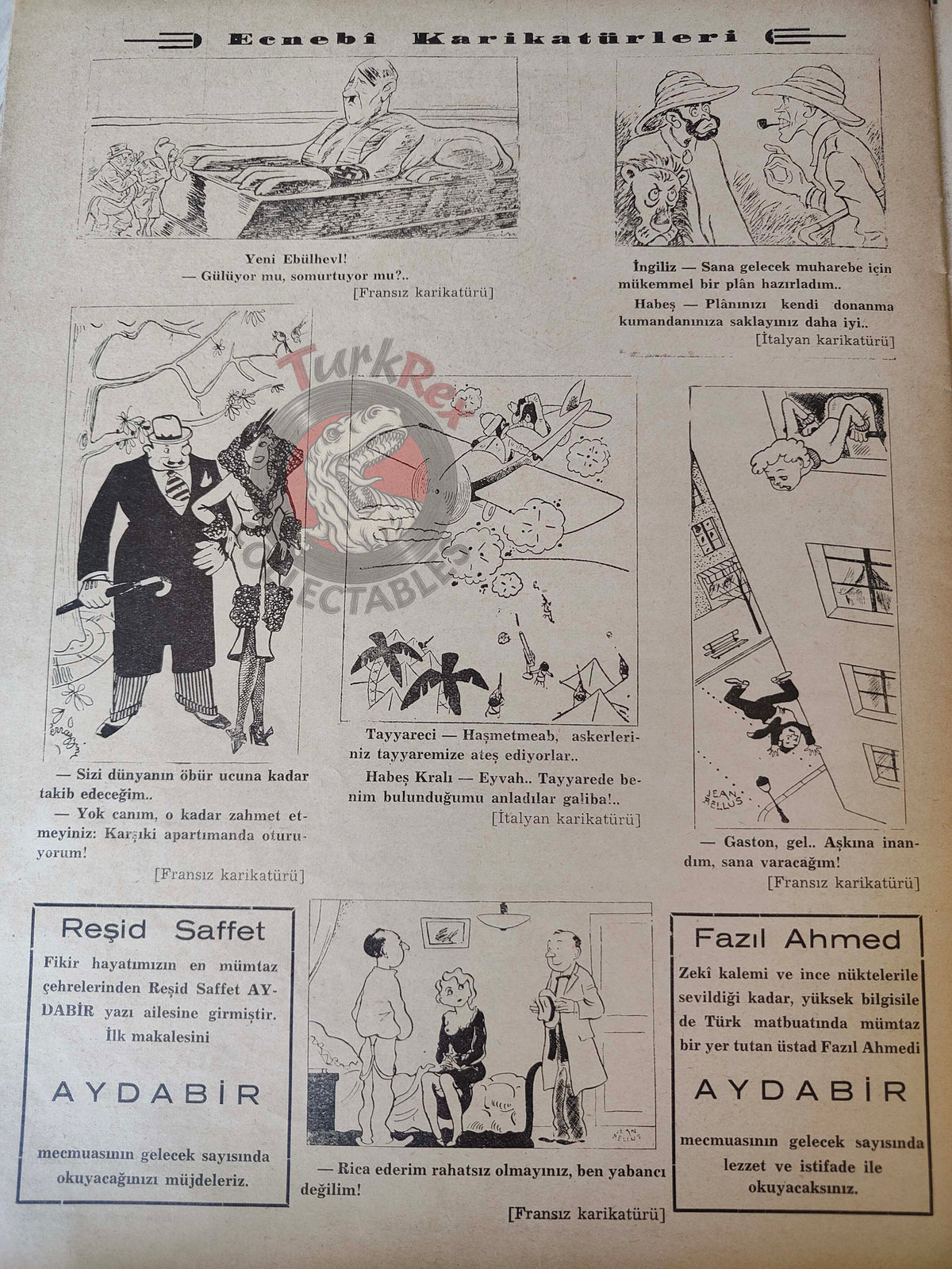 Akbaba 1936 Humor Magazine Turkish Turkey The Trumpet of Israfil Hitler WW2 era War