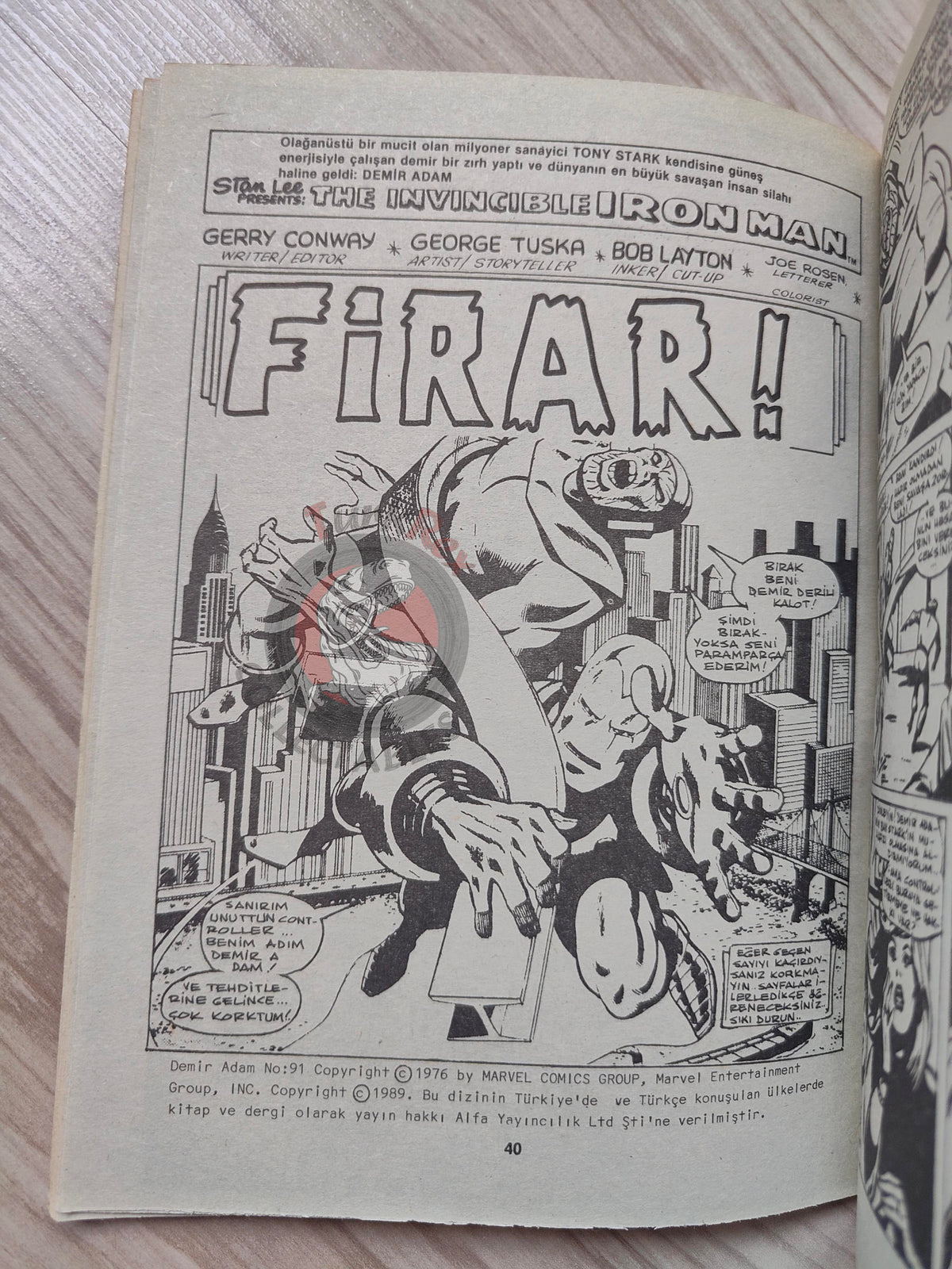 Iron Man #6 Demir Adam 1989 Turkish Comic Turkey #89 #90 #91 #92