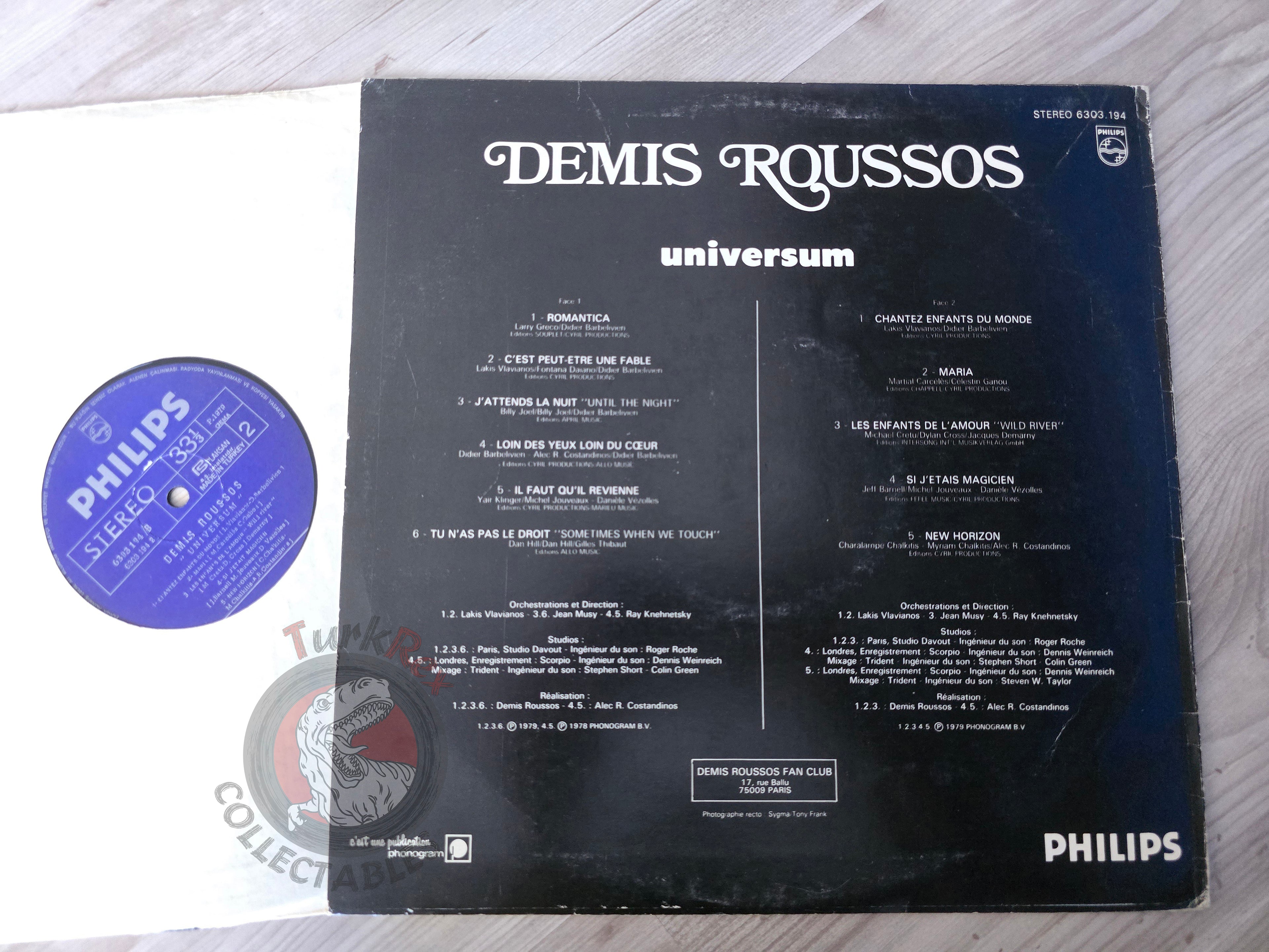 Demis Roussos – Universum Turkish Pressing Vinyl Turkey Edition