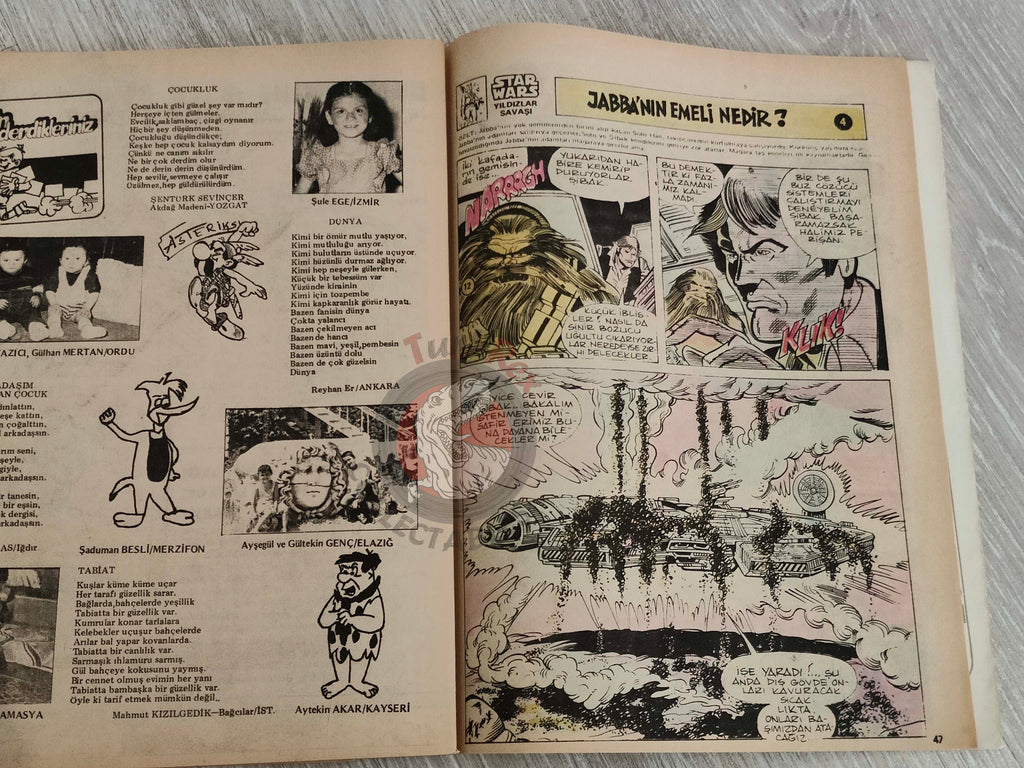 Tercüman Çocuk #41 1982 Turkish Comic Turkey Superman Star Wars #28 The Flintstones Tounga Larry Yuma