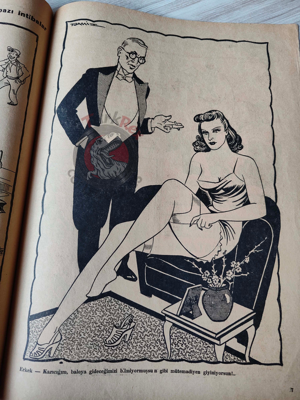Karikatür 1946 Humor Magazine Turkish Turkey The Allies Have Put Out the Fire! WW2 era Britain Uncle Sam