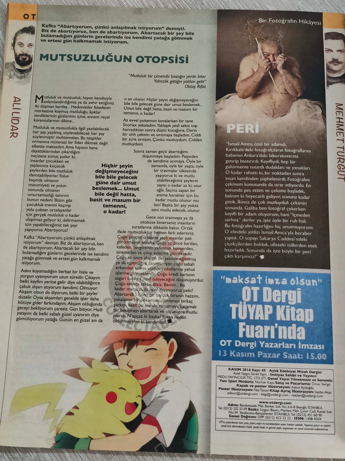 OT Magazine 2016 Franz Kafka and The Metamorphosis Turkish Turkey