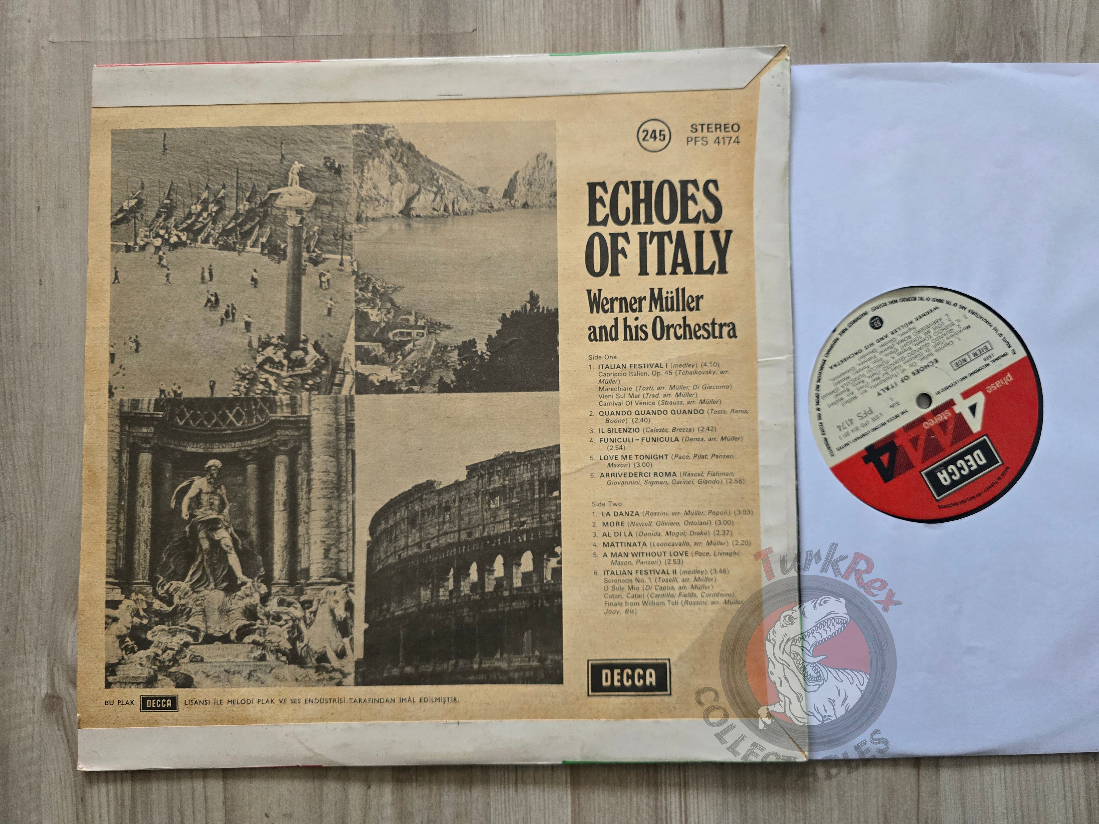 Werner Müller And His Orchestra – Echoes Of Italy Turkish Pressing Vinyl Turkey Edition