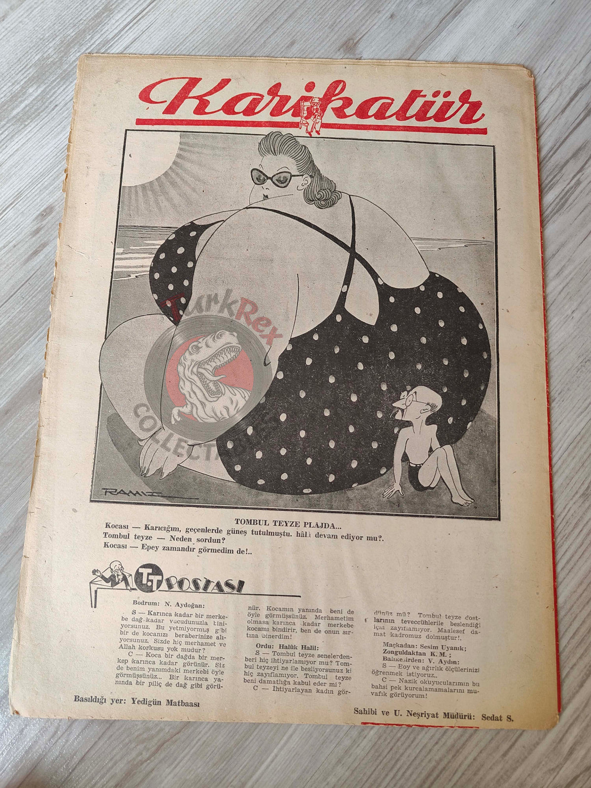 Karikatür 1945 Humor Magazine Turkish Turkey Today’s Peace WW2 era Japan Uncle Sam