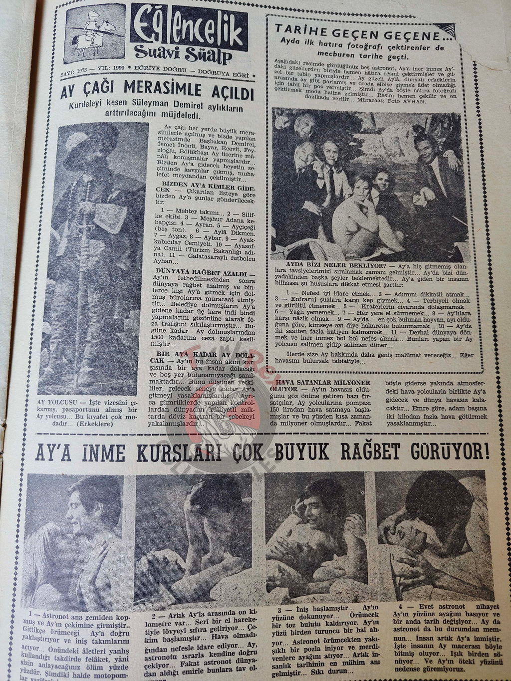 Akbaba 1969 Uncle Sam and the Magic Moon Soil Turkish Magazine Turkey Apollo 11 Space
