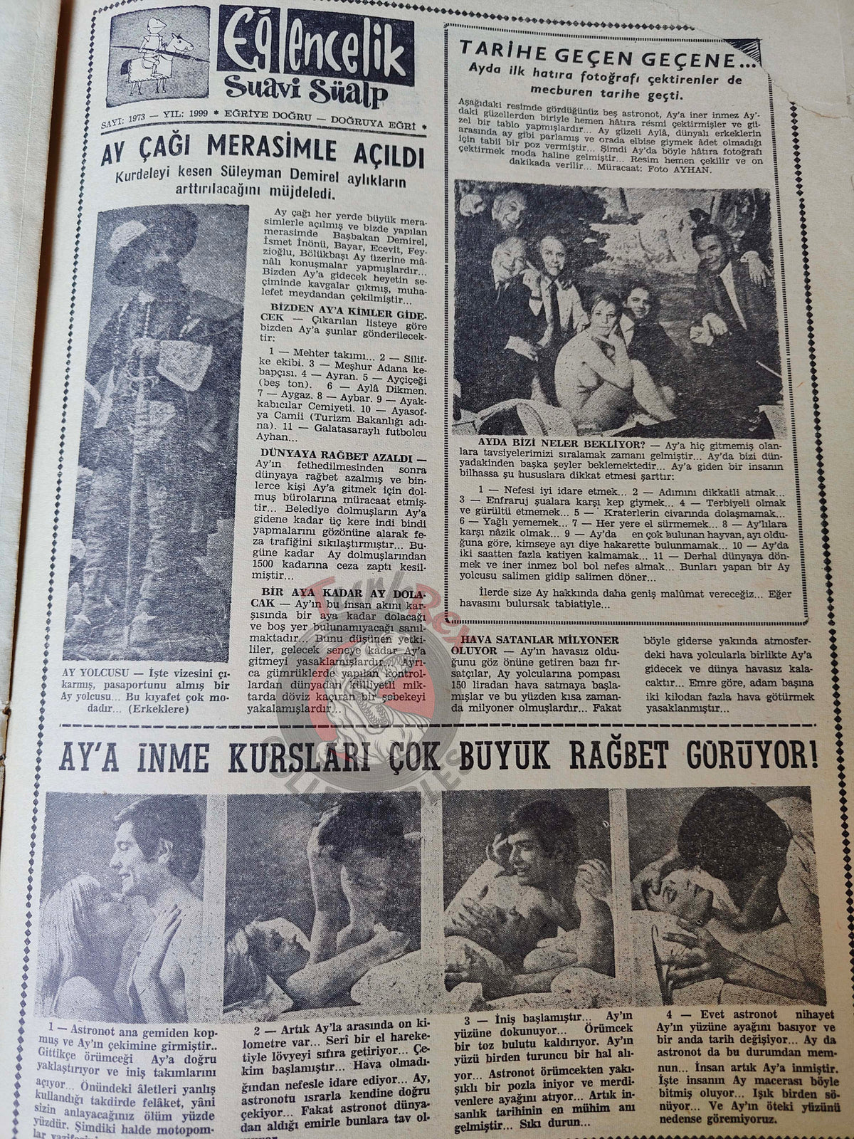Akbaba 1969 Uncle Sam and the Magic Moon Soil Turkish Magazine Turkey Apollo 11 Space