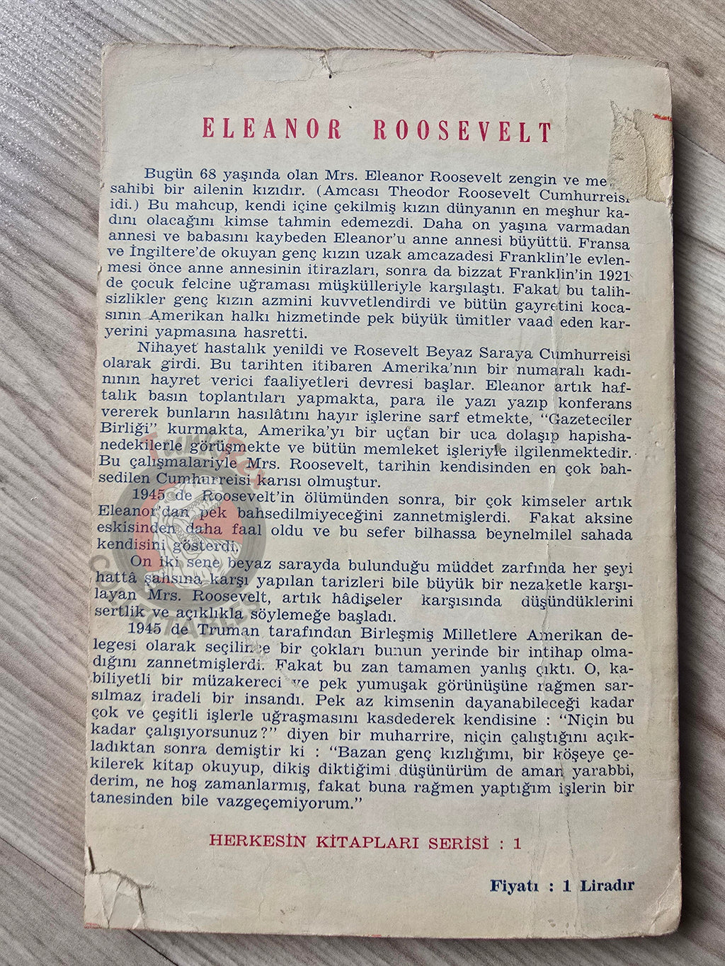 Eleanor Roosevelt – This I Remember 1953 1st Turkish Book Turkey