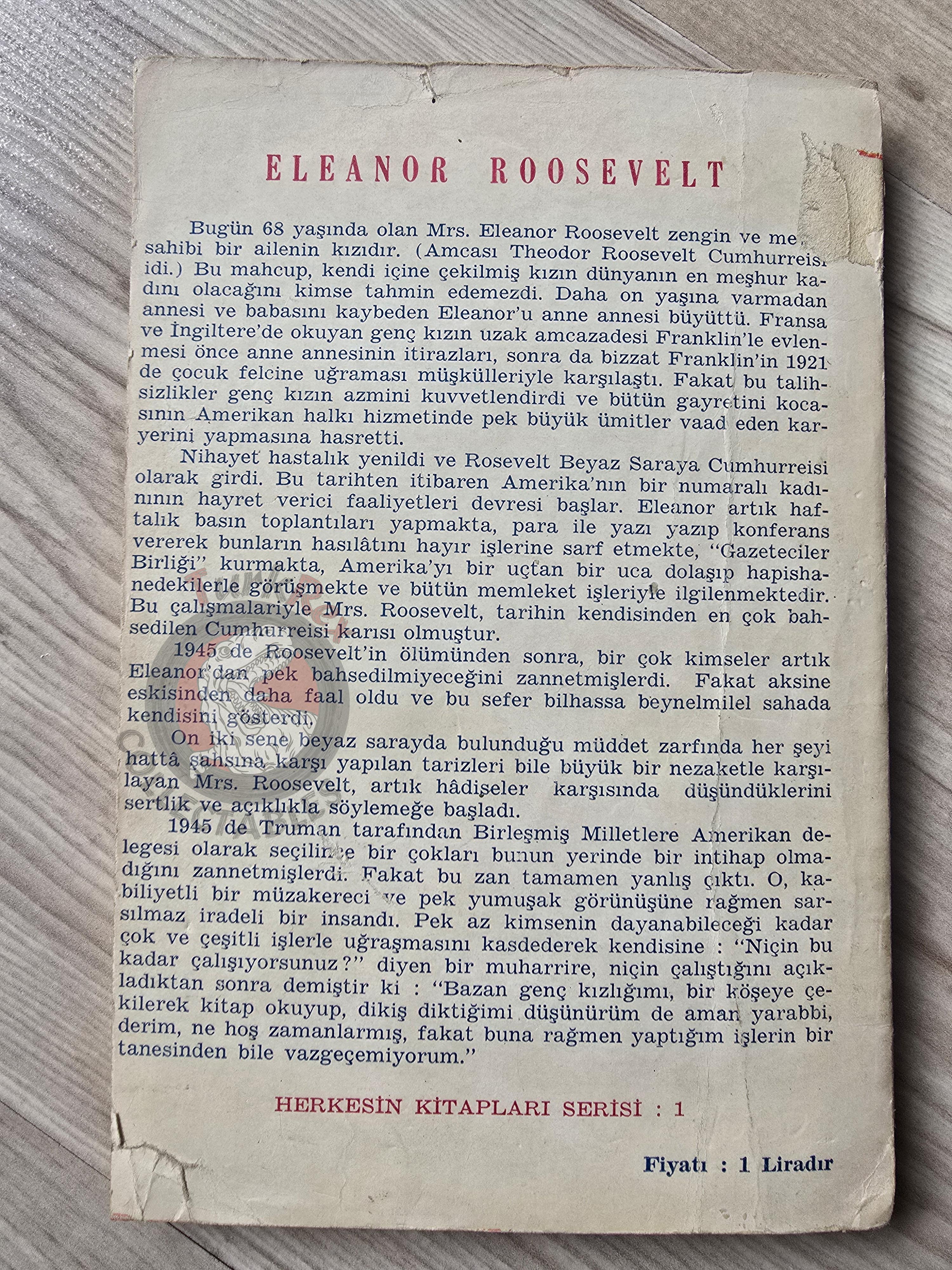 Eleanor Roosevelt – This I Remember 1953 1st Turkish Book Turkey