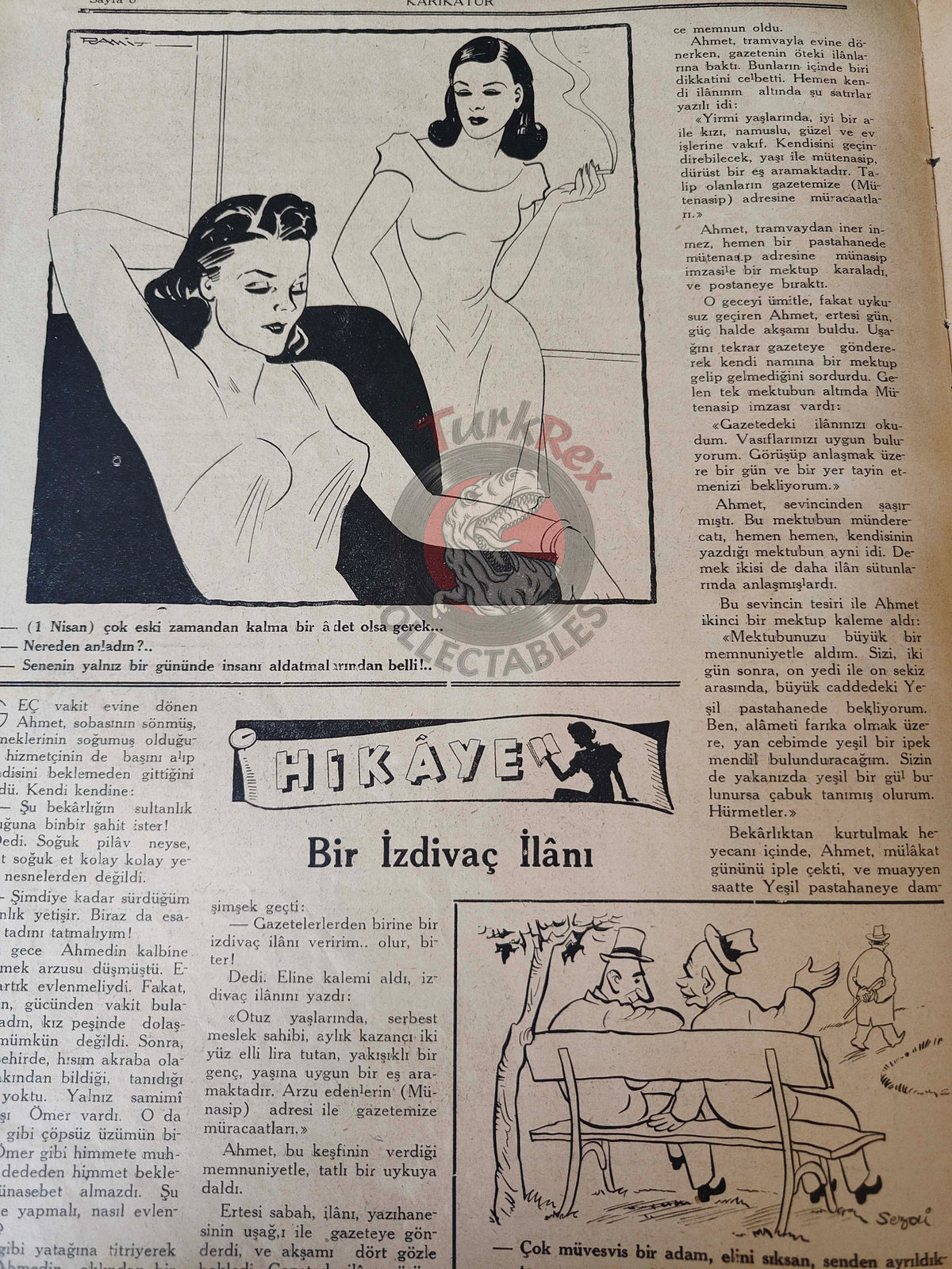Karikatür 1943 Humor Magazine Turkish Turkey Atom Bomb United States WW2 era Europe