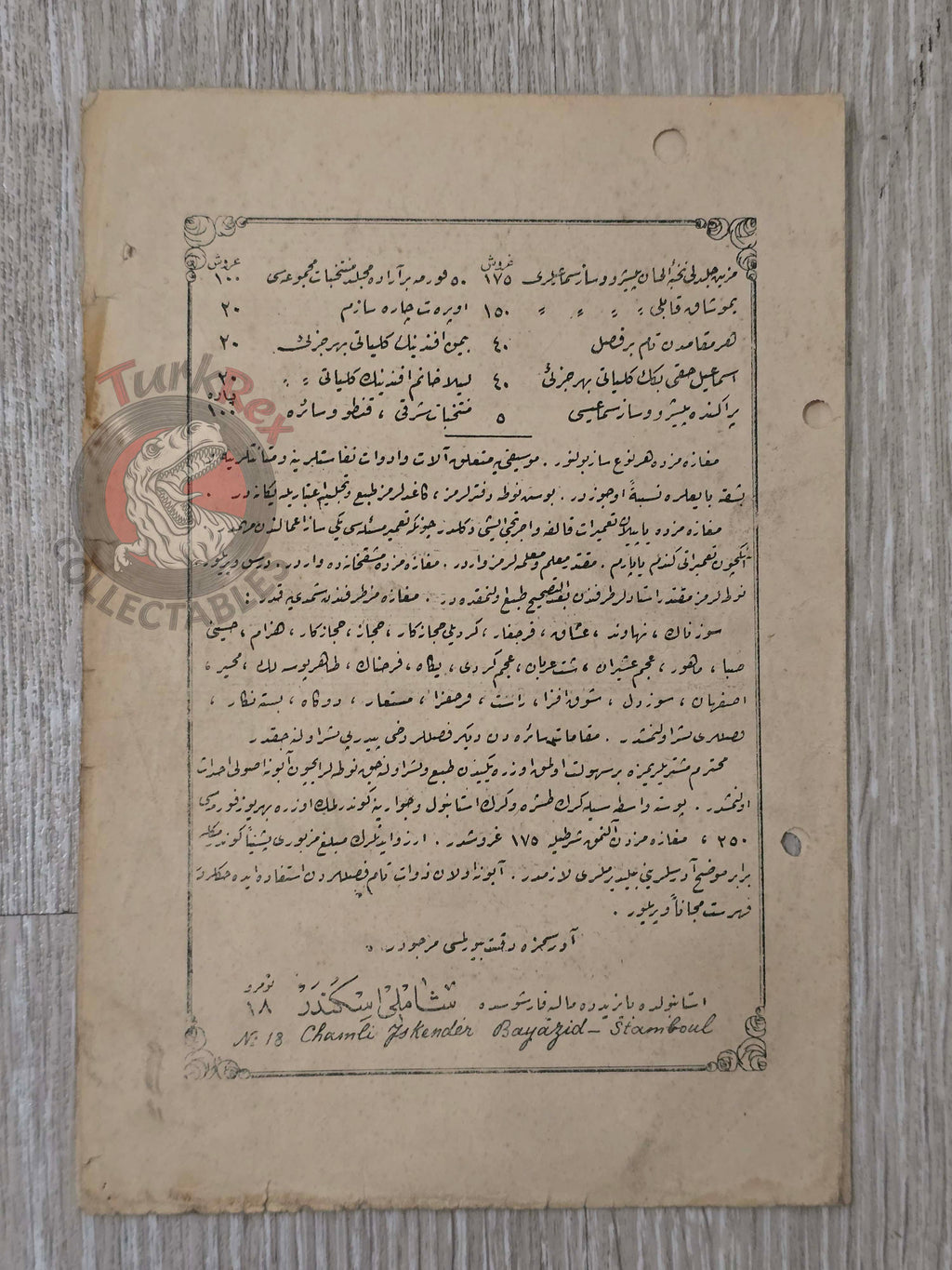 Bimen Efendi – Hep Yeis İle Ottoman Turkish 1910s Musical Notes Sheet Empire Armenian Citizen