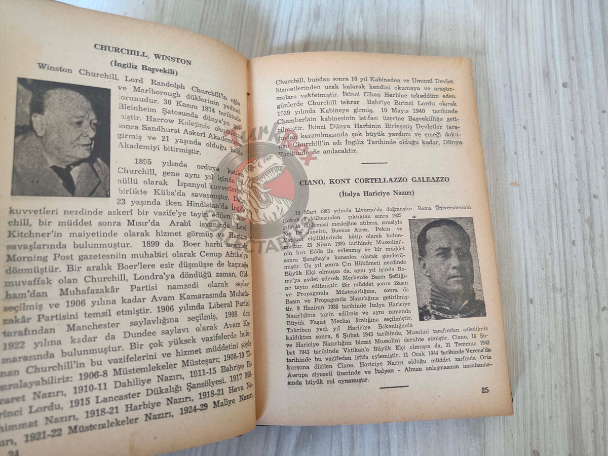 Famous Figures of the Second World War 1945 Turkish Bio Book Turkey WW2 Two