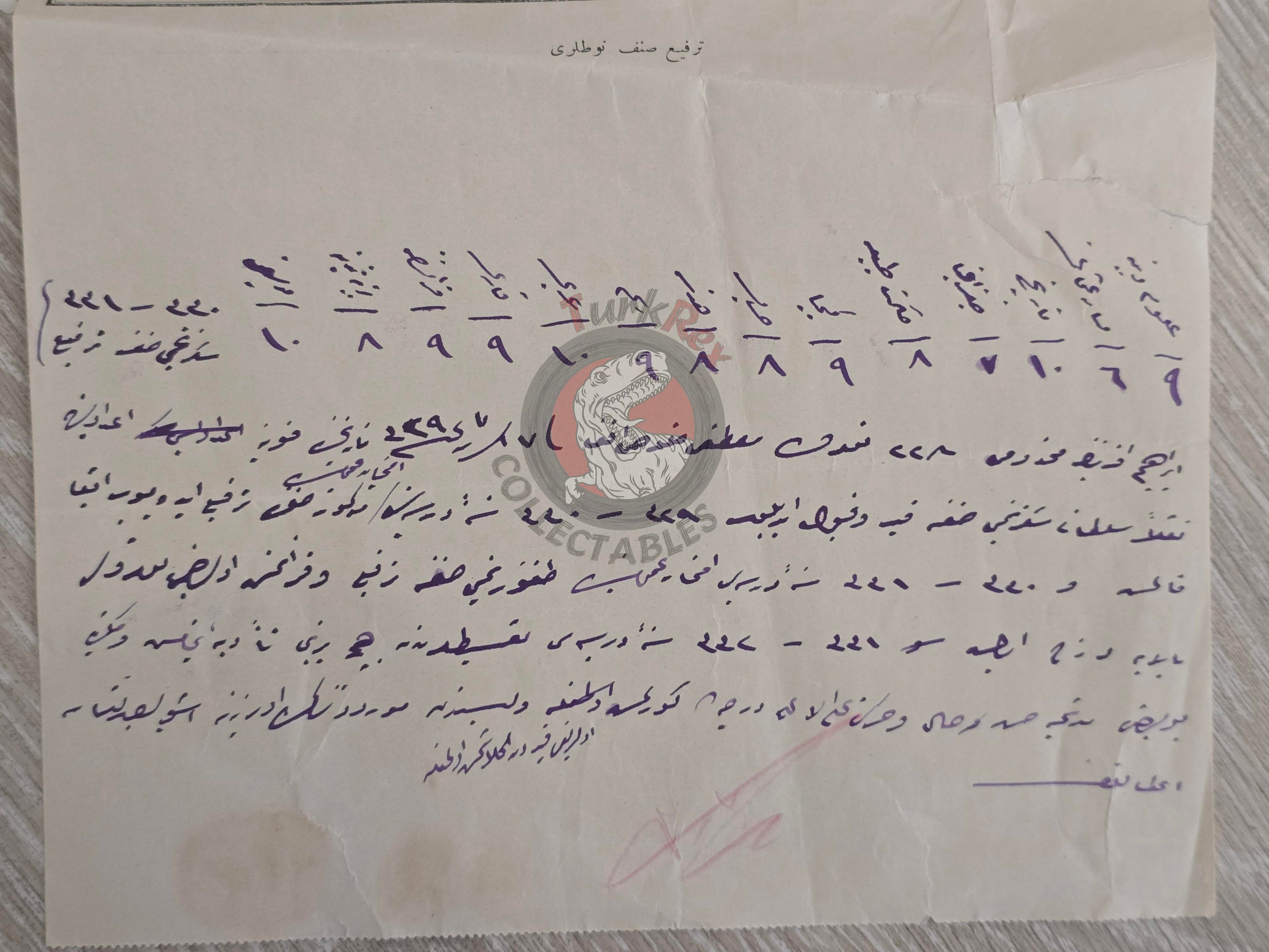 Ottoman 1913 Student Identity and School Registration Certificate Konya Sultanî School