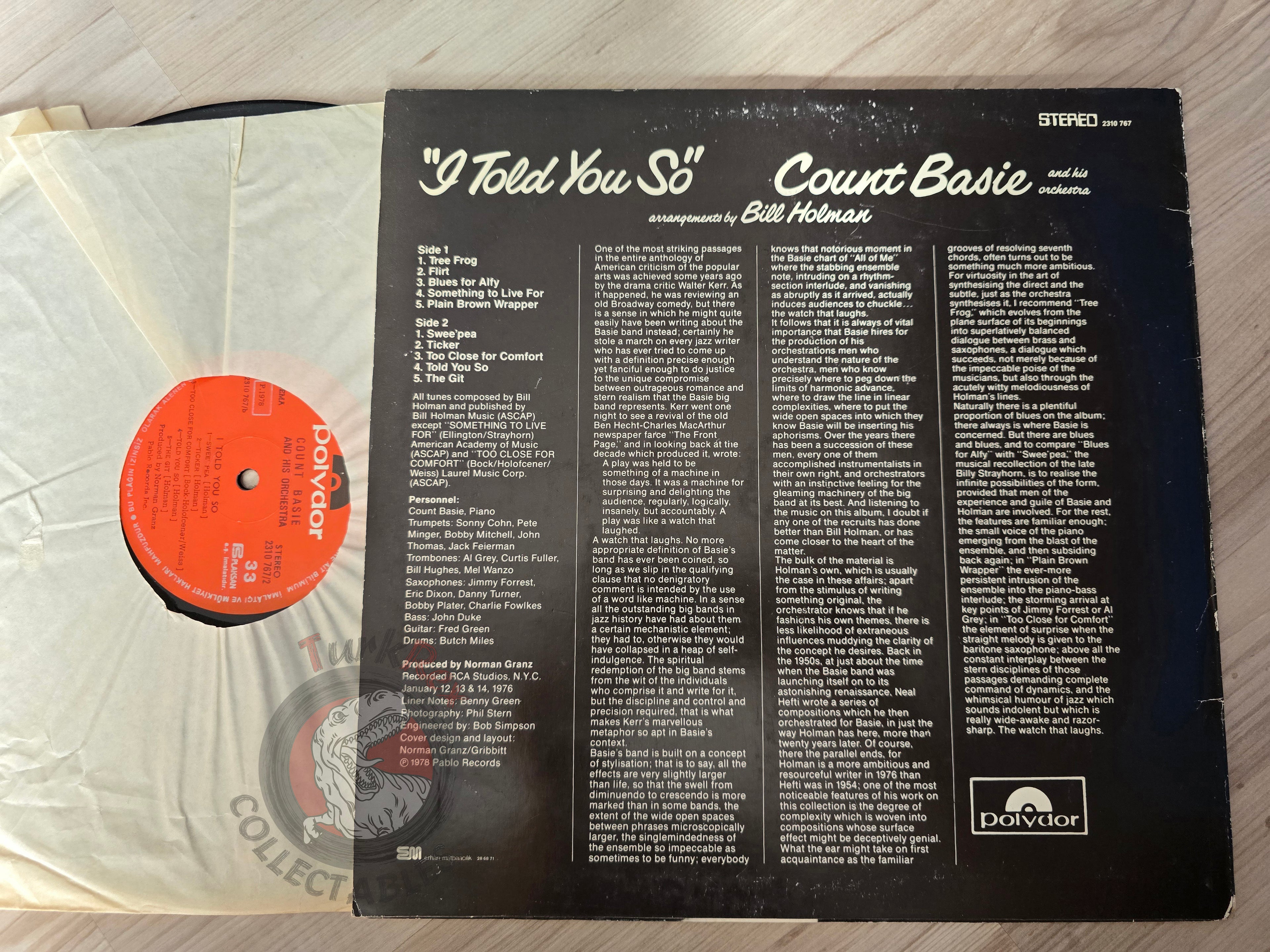 Count Basie And His Orchestra –  I Told You So Turkish Pressing Vinyl Turkey Edition