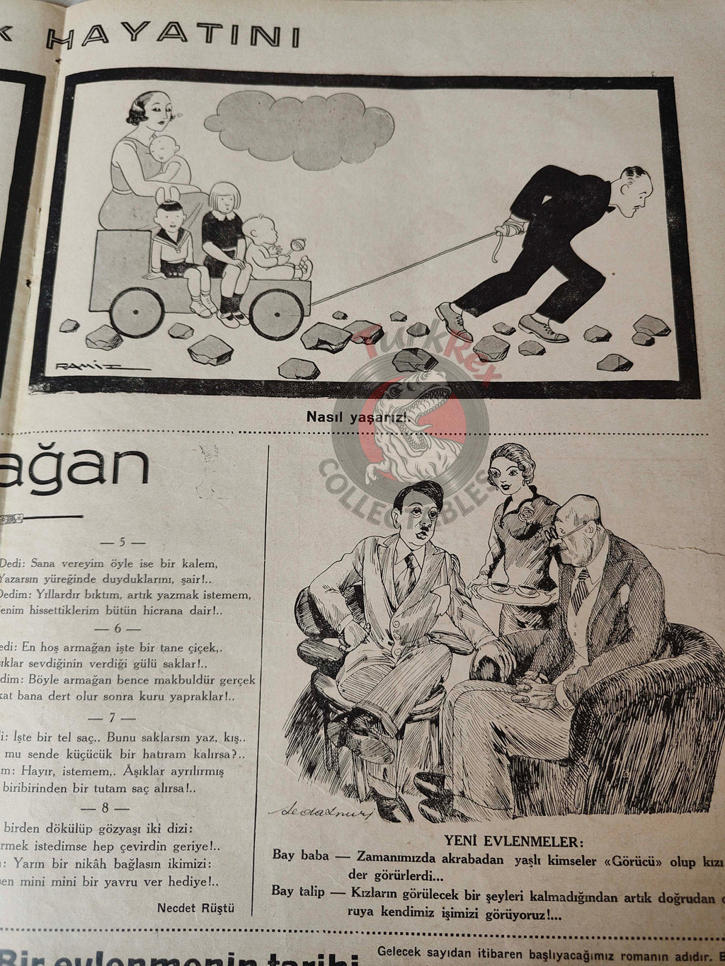 Karikatür 1936 Humor Magazine Turkish Turkey Germany Russia WW2 era