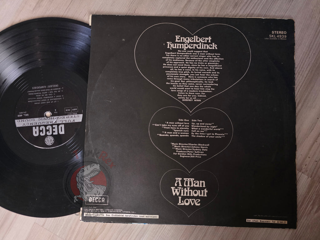 Engelbert Humperdinck – A Man Without Love  Turkish Pressing Vinyl Turkey Edition