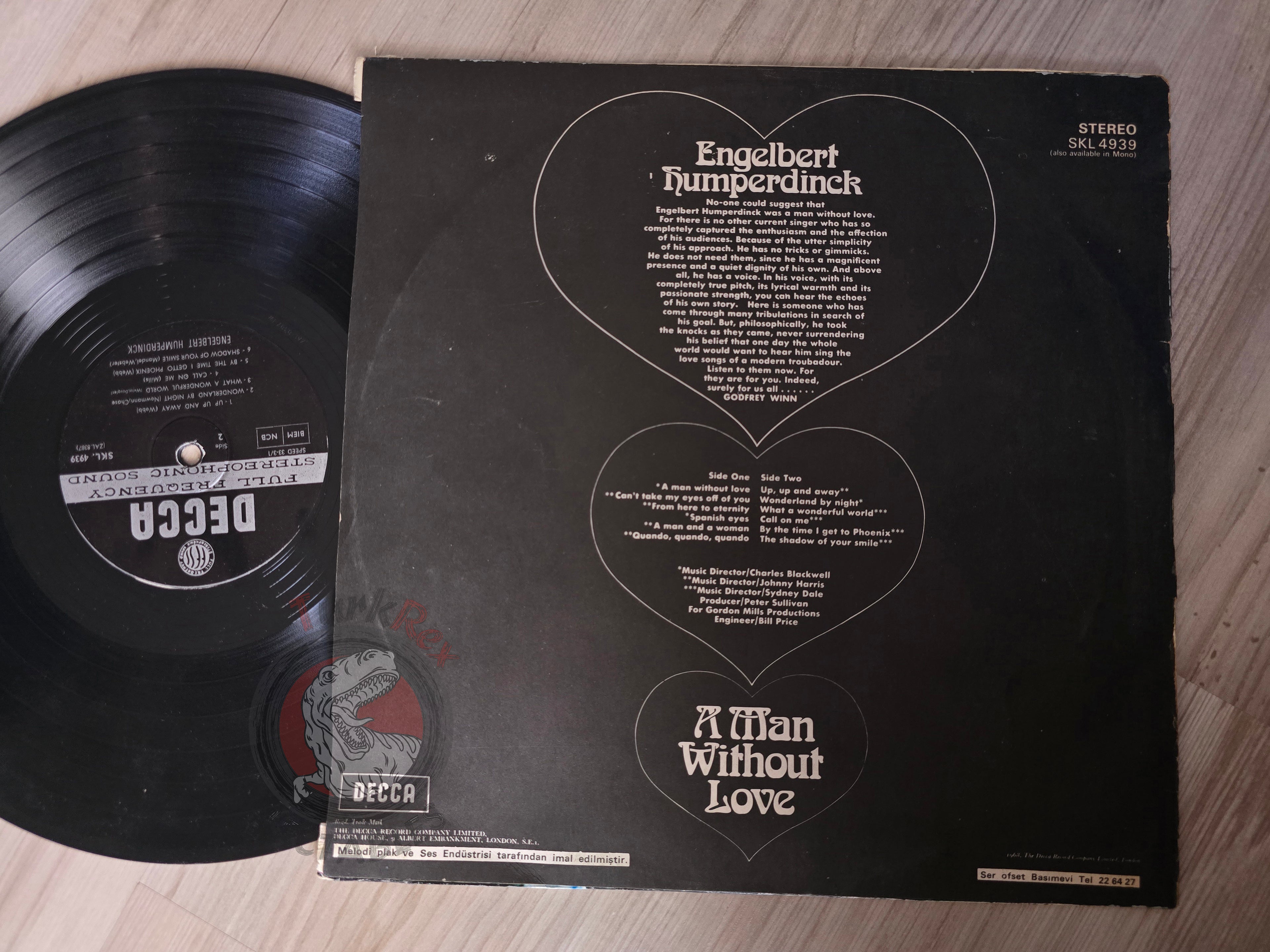 Engelbert Humperdinck – A Man Without Love  Turkish Pressing Vinyl Turkey Edition