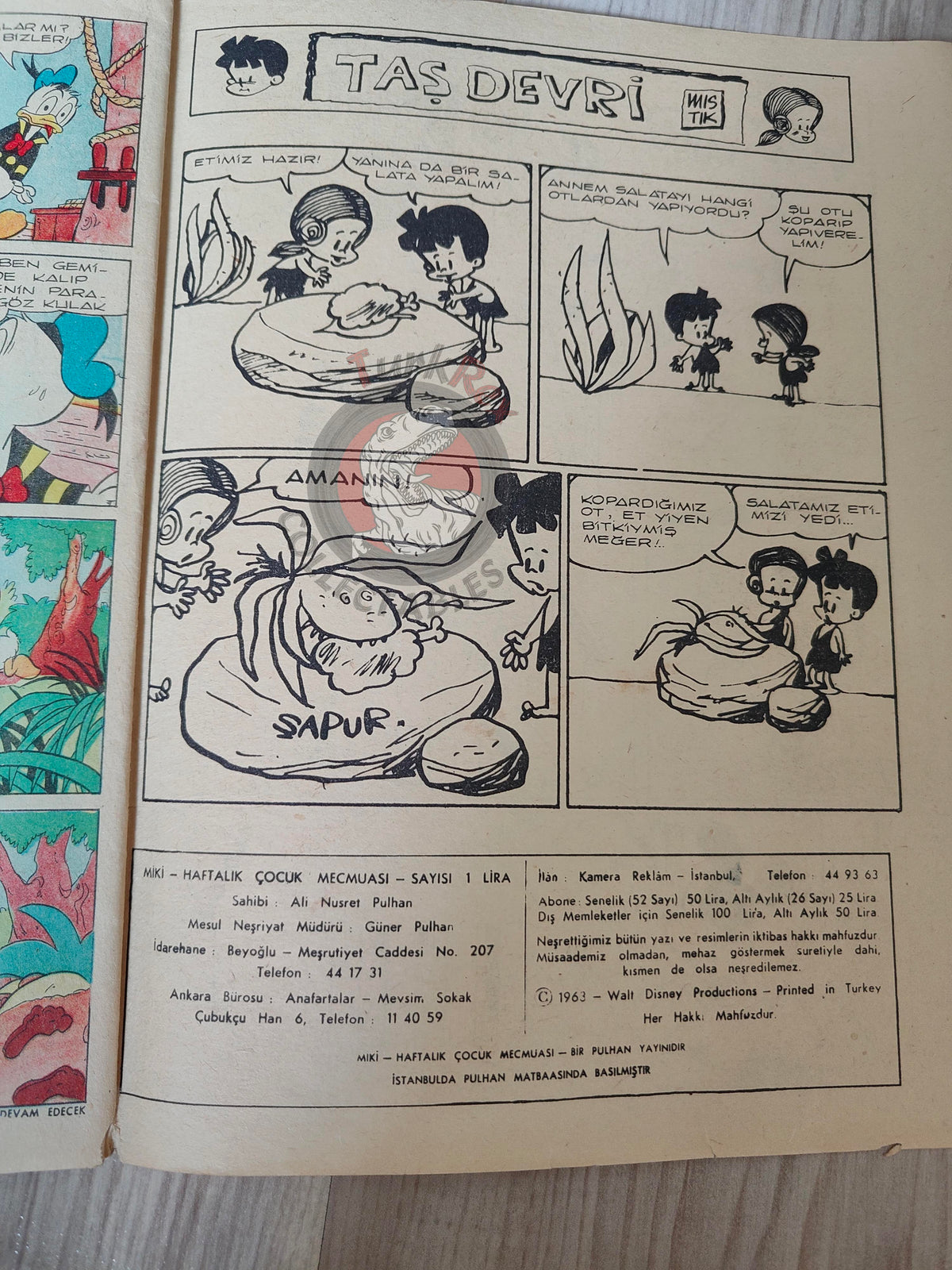 Mickey Mouse Mag 1963 Turkish Comic Turkey Walt Disney Donald Duck Goofy