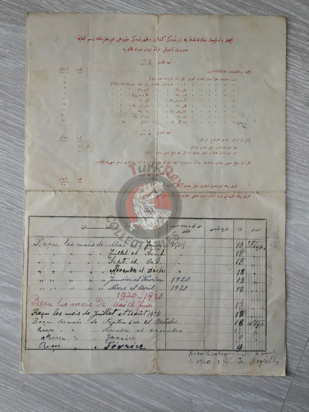 Ottoman Rental Contract of Home İstanbul 1919 French Citizens Priest Monastery