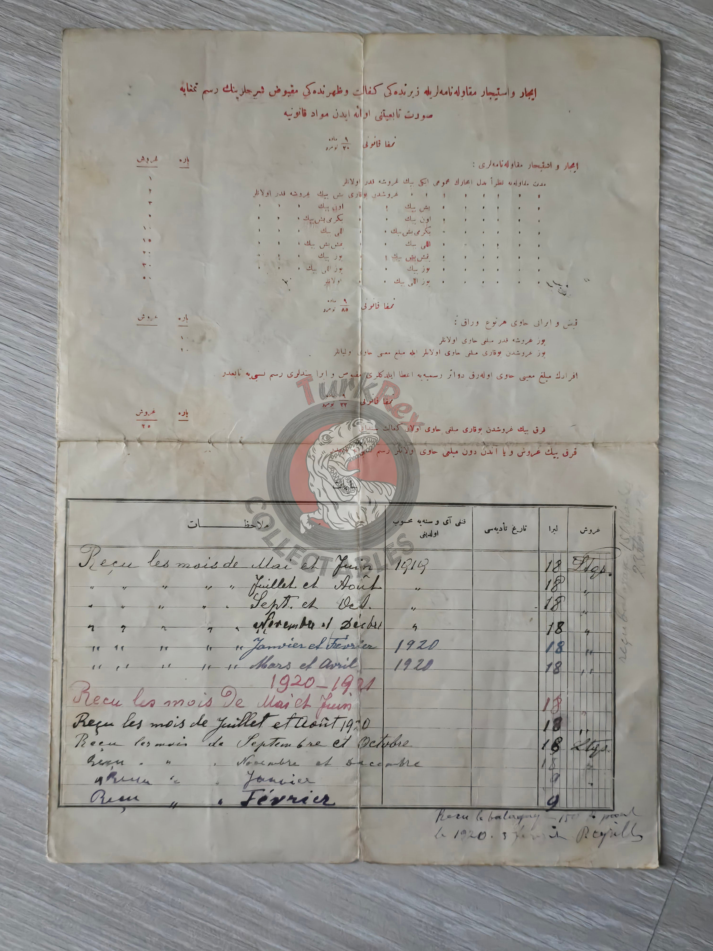 Ottoman Rental Contract of Home İstanbul 1919 French Citizens Priest Monastery