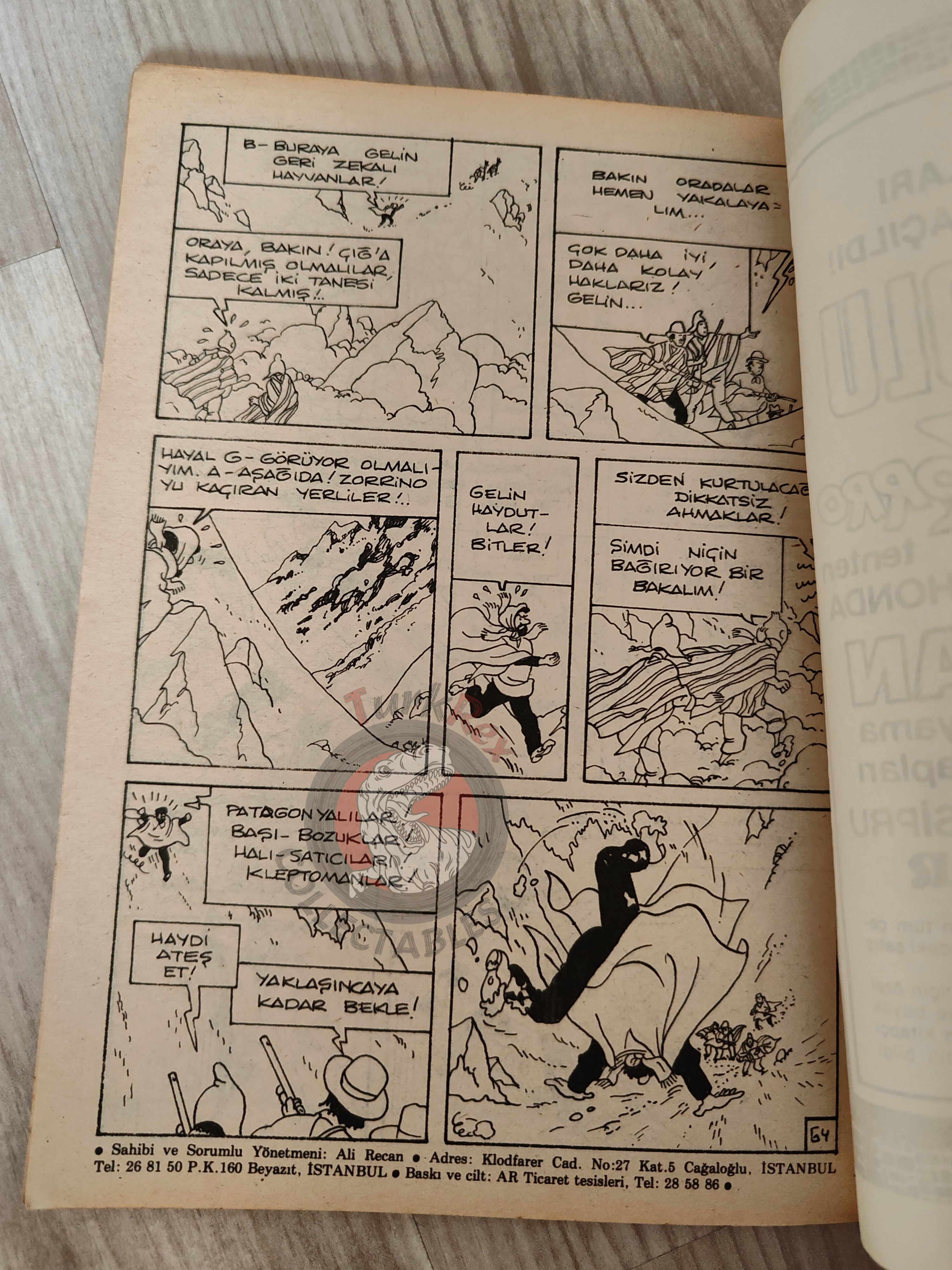 Tintin –  Prisoners of the Sun 1980s Turkish Edition Comic Turkey part 1