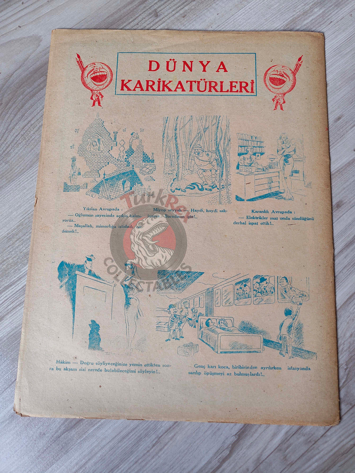 Akbaba 1943 Humor Magazine Turkish Turkey Germany Uncle Sam WW2 era Russia Churchill İnönü