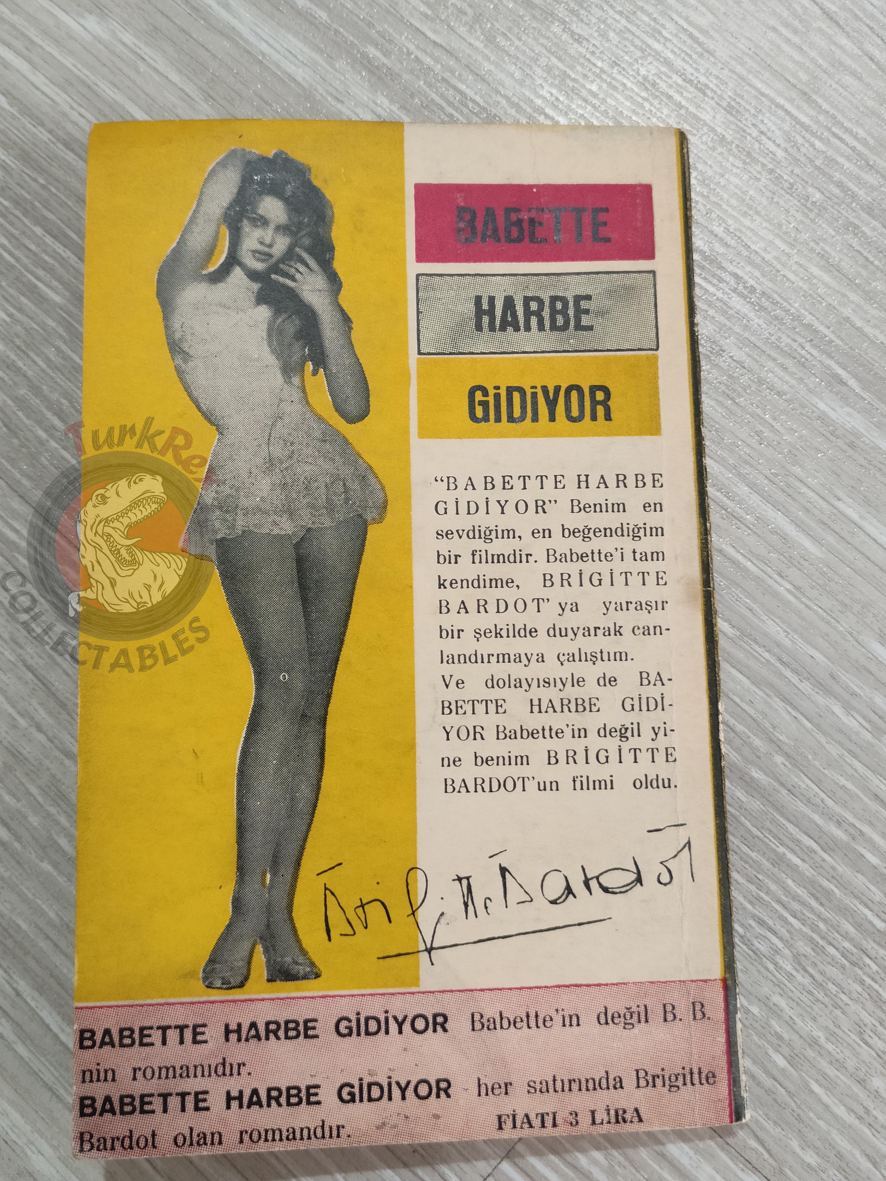Violette Mariaud – Babette s'en va-t'en guerre 1961 1st Turkish Book Turkey Brigitte Bardot