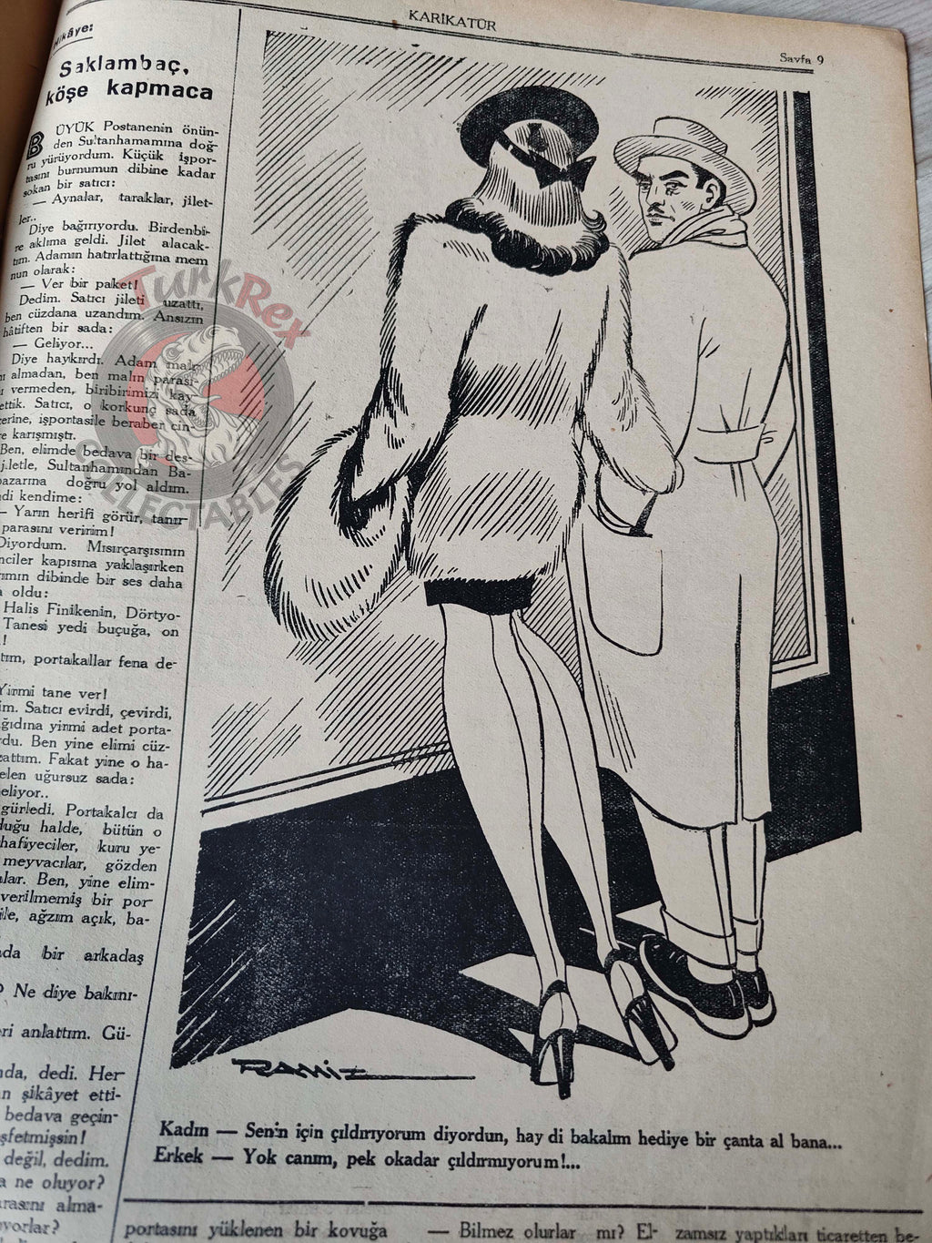 Karikatür 1944 Humor Magazine Turkish Turkey The Axis Train Germany Bulgaria WW2 era