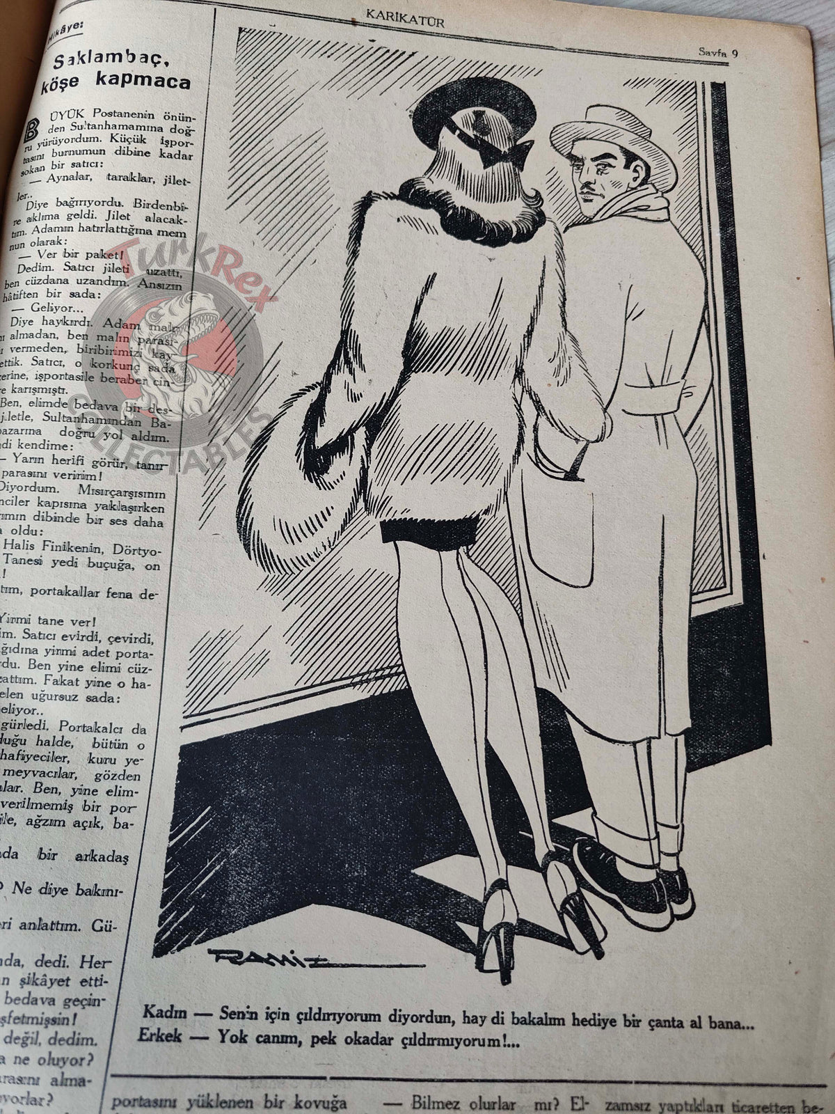 Karikatür 1944 Humor Magazine Turkish Turkey The Axis Train Germany Bulgaria WW2 era