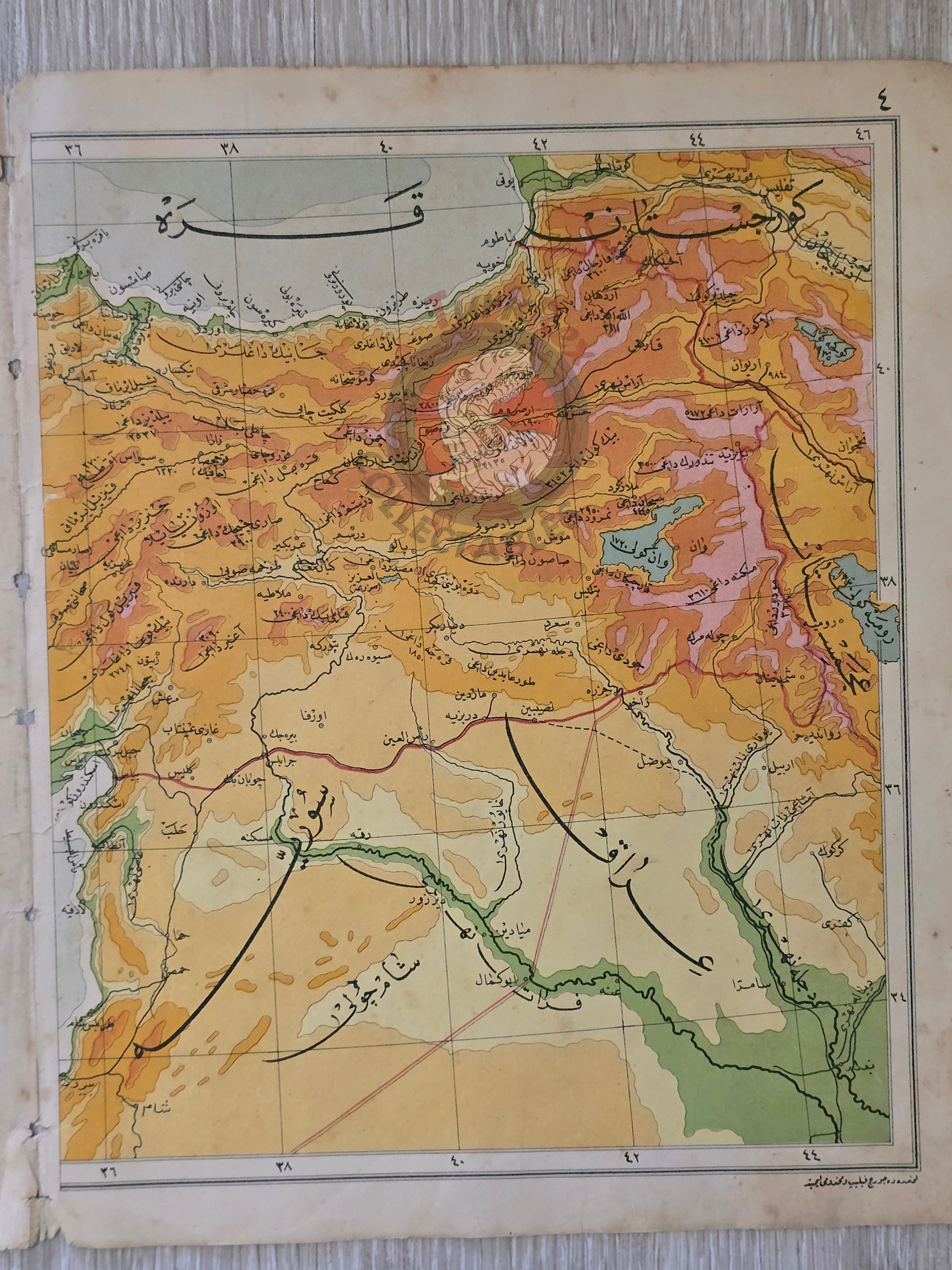 Turkey and Neighboring States 1928 Ottoman Atlas Map Faik Sabri Middle East Eastern Anatolia