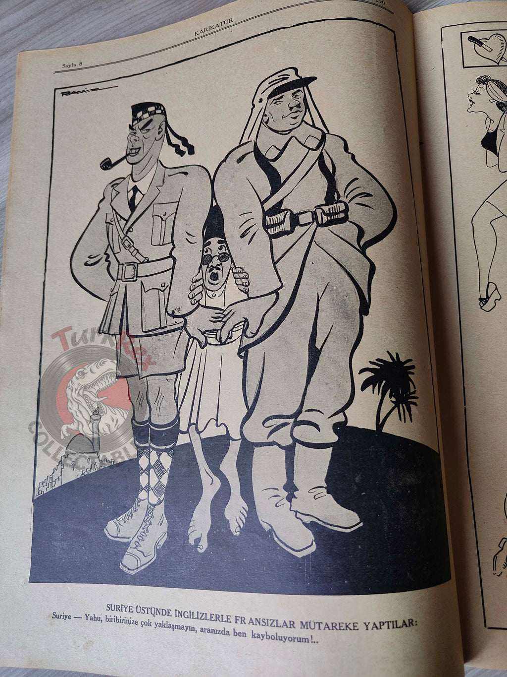 Karikatür 1941 Humor Magazine Turkish Turkey Germany Russia WW2 era Litvinov Syria France