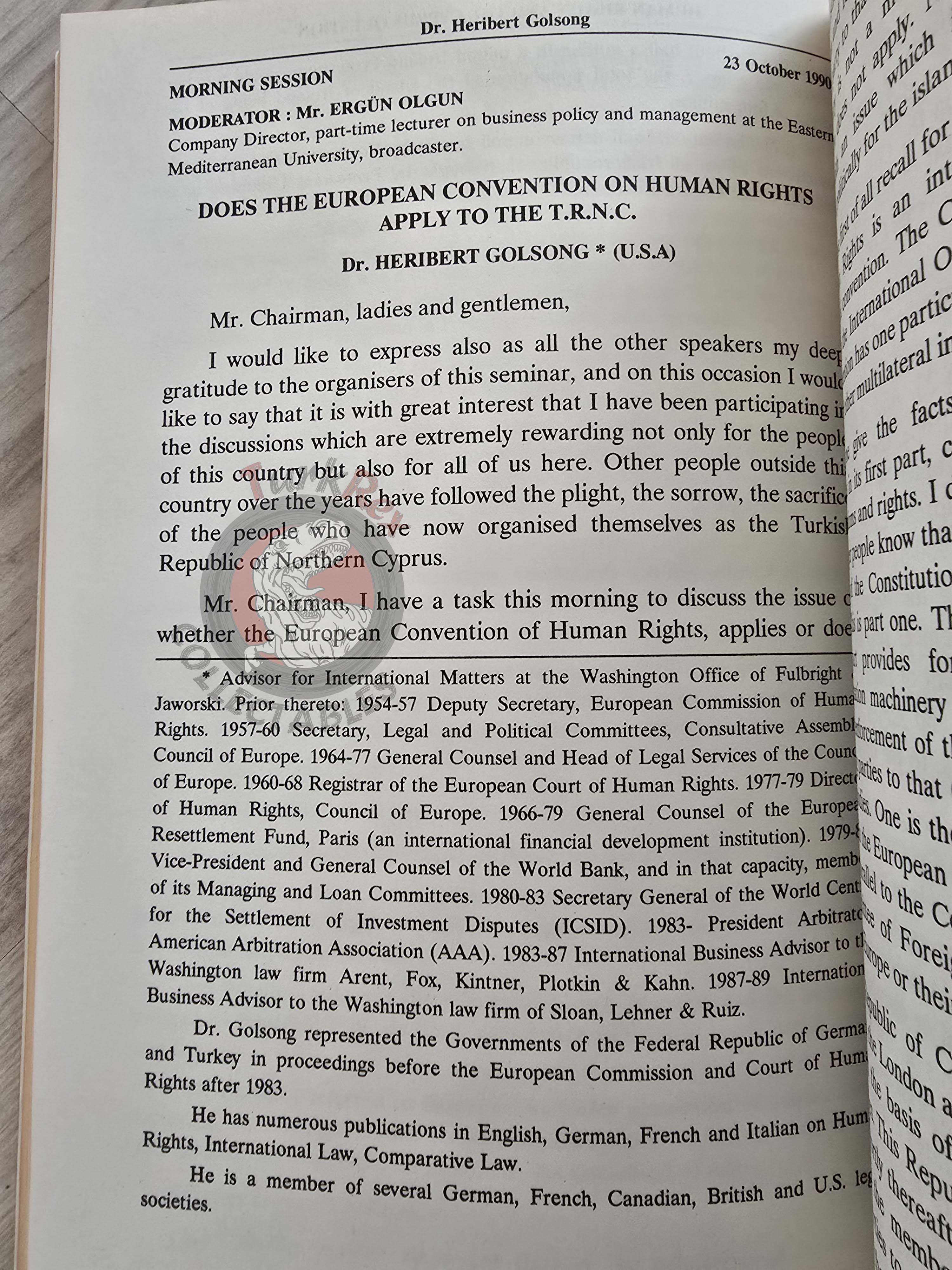 Human Rights and the Cyprus Question 1991 English Book Turkish Cypriot