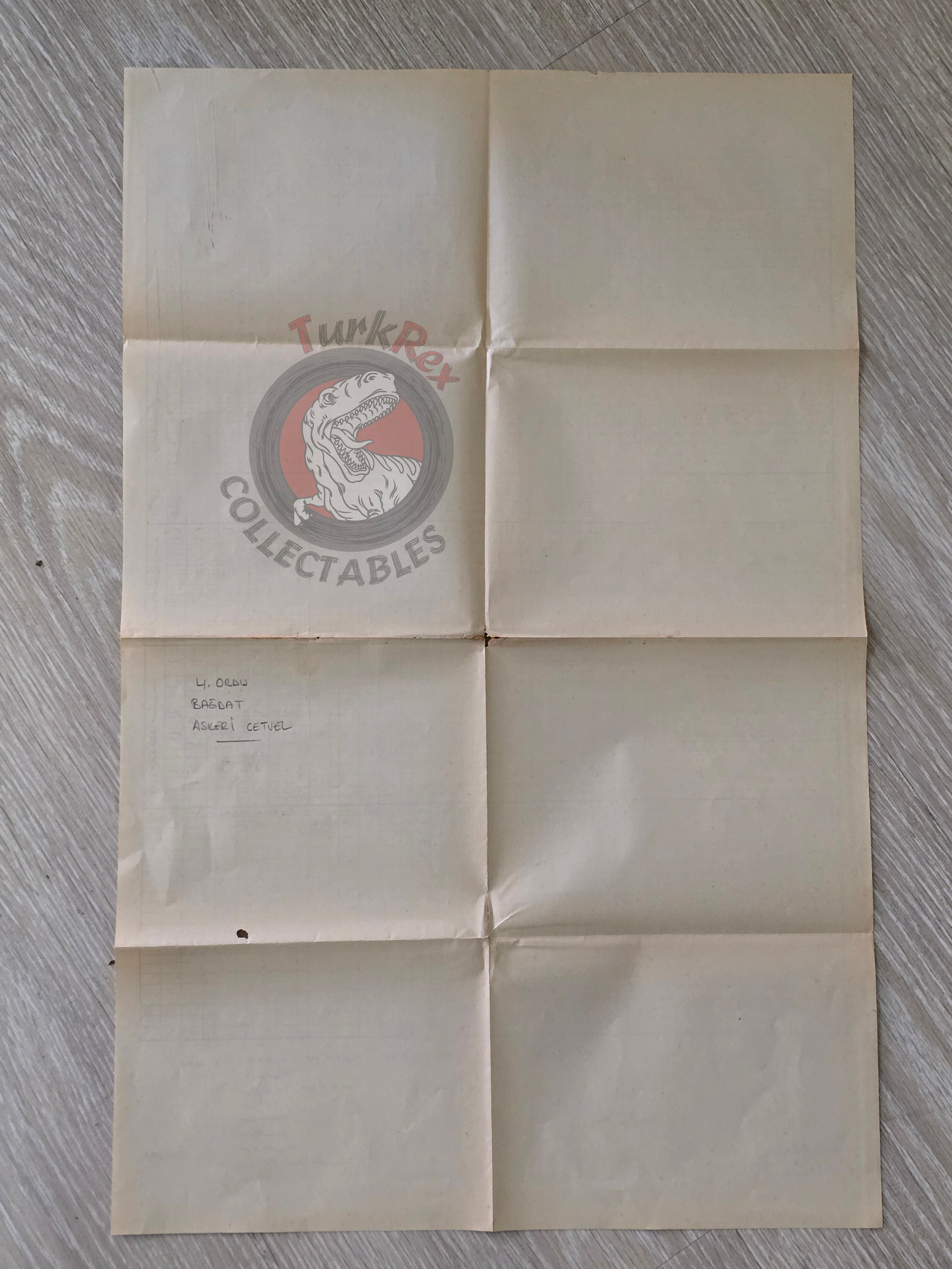 Ottoman Fourth Army Military Table Sheet Ottoman Empire WW1