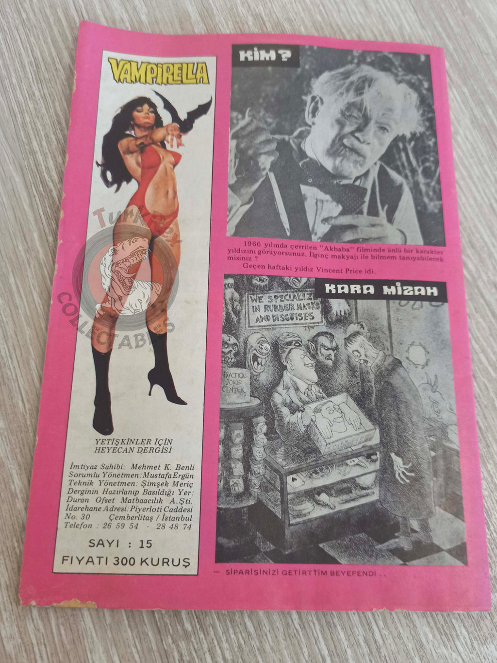 Vampirella #15 1977 Turkish Comic Turkey Warren Publishing cover Vampiress Carmilla #50 Morbius