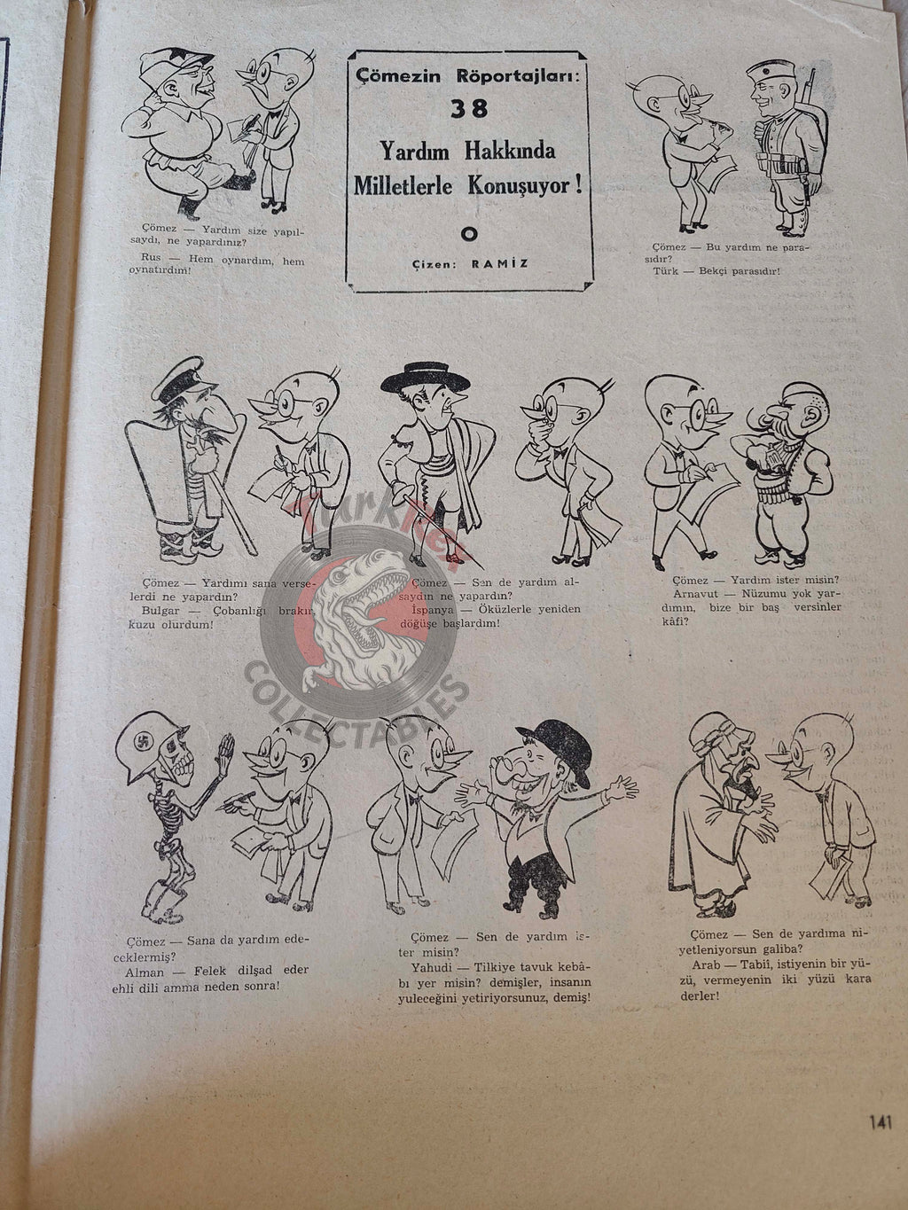 Mizah 1947 Humor Magazine Turkish Turkey Uncle Sam and Communism War Soviet Russia USA