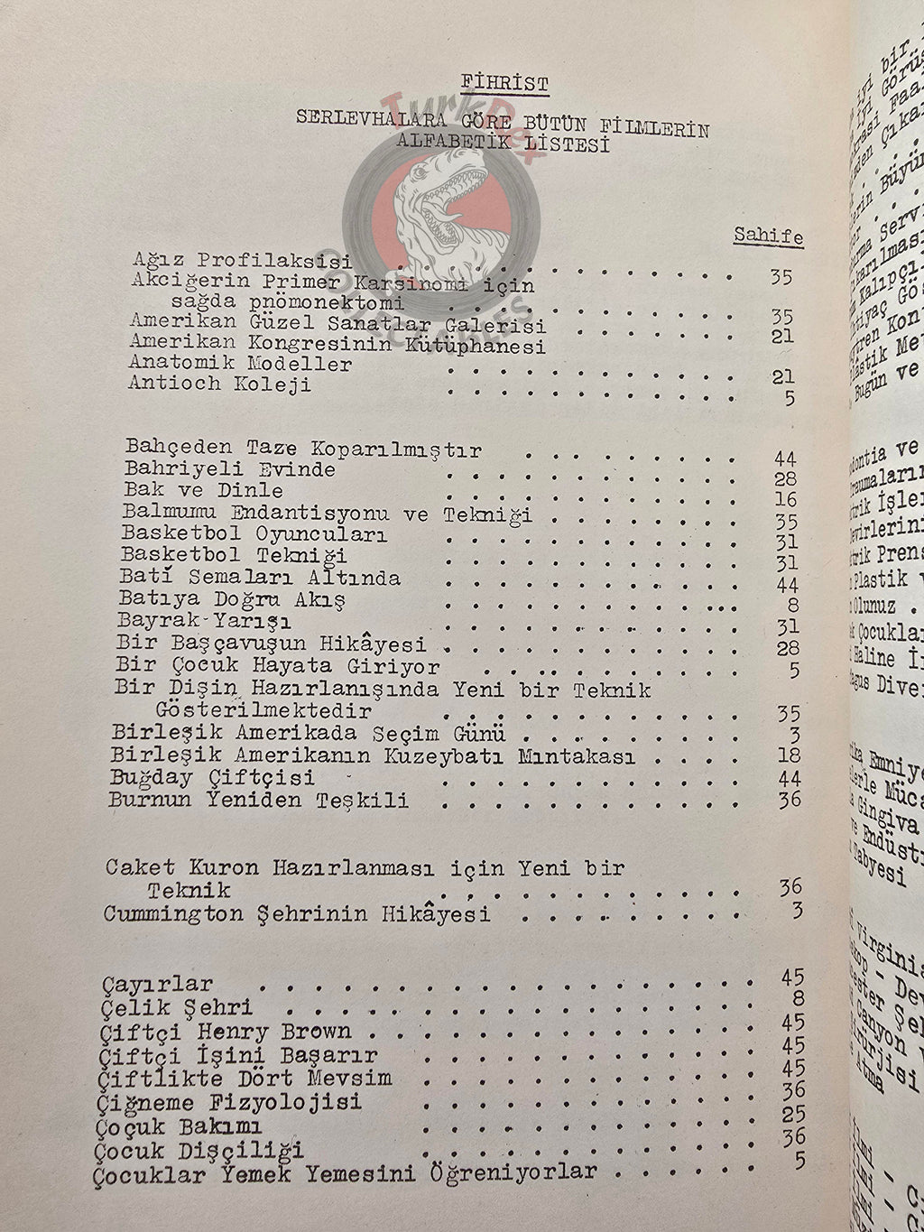 Guide to 16 mm Motion Pictures United States Information Service 1950s Turkish Book Turkey